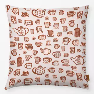 Kissen Kaffee Tee Tassen Muster Braun