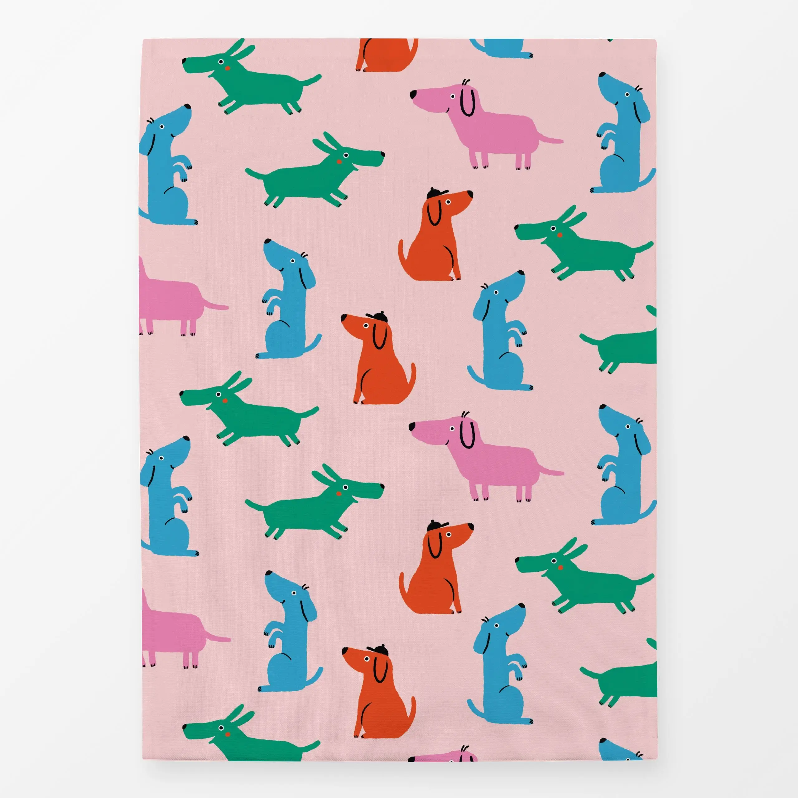 Geschirrtücher Bunte Hunde - Kinderzimmer & Motive für Kinder, Tiere - von „Au Contraire"; Muster, Illustration, Kinder, ros...