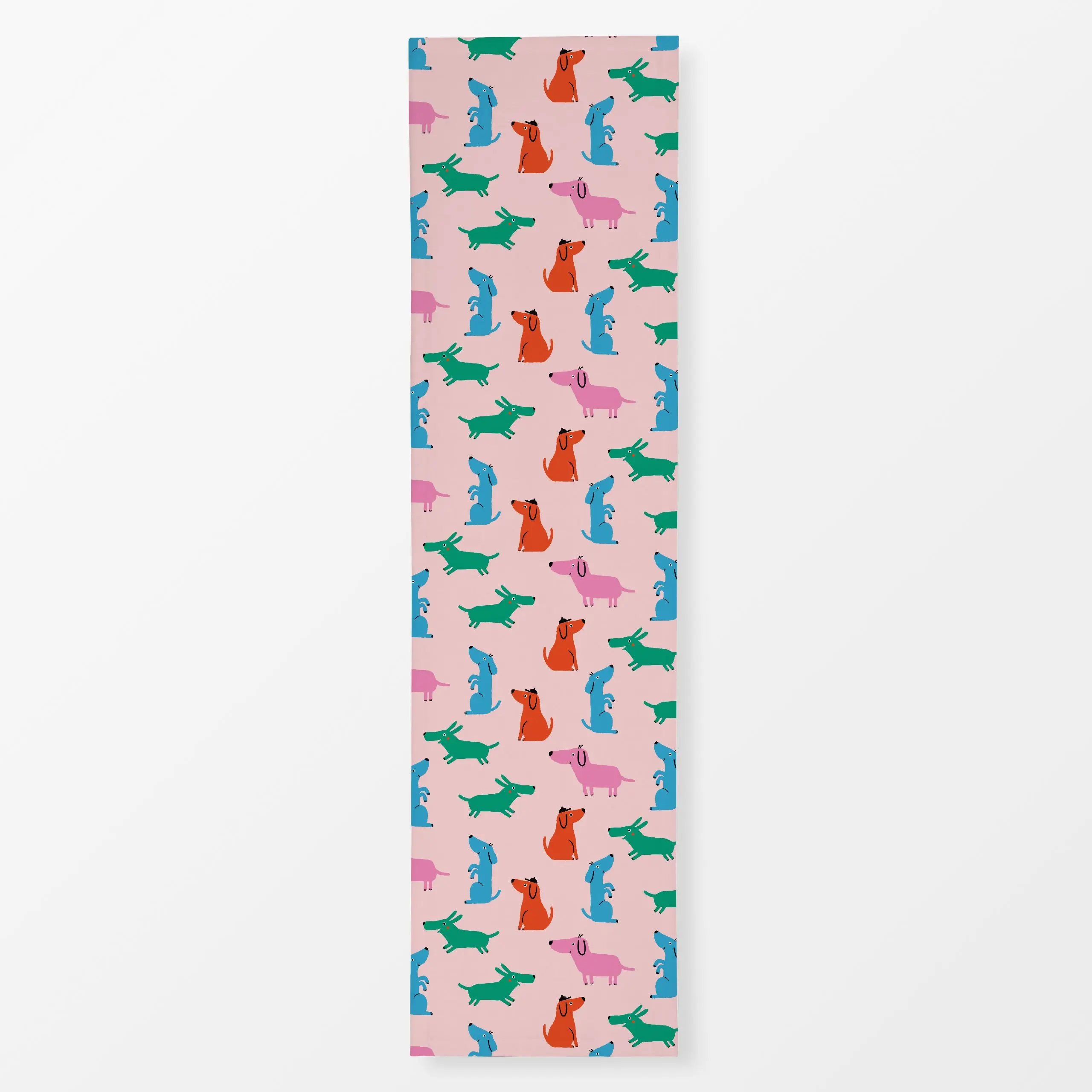 Tischläufer Bunte Hunde - Kinderzimmer & Motive für Kinder, Tiere - von „Au Contraire"; Muster, Illustration, Kinder, rosa, ...