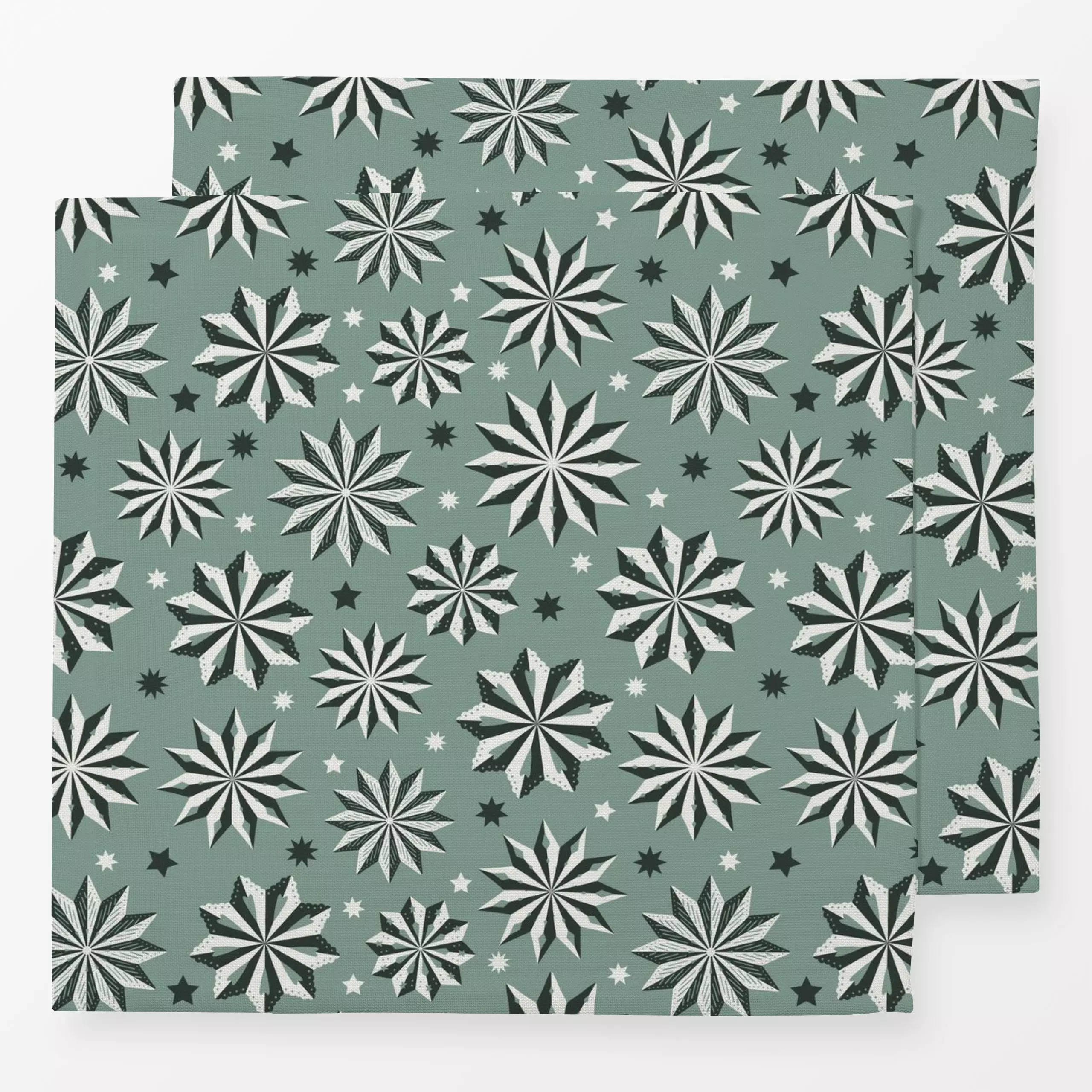 Servietten Papiersternen Grün - Weihnachten, Winter - von „DEINKI"; Schneeflocken, Sterne, Weihnachten, Winter, weihnachtlic...
