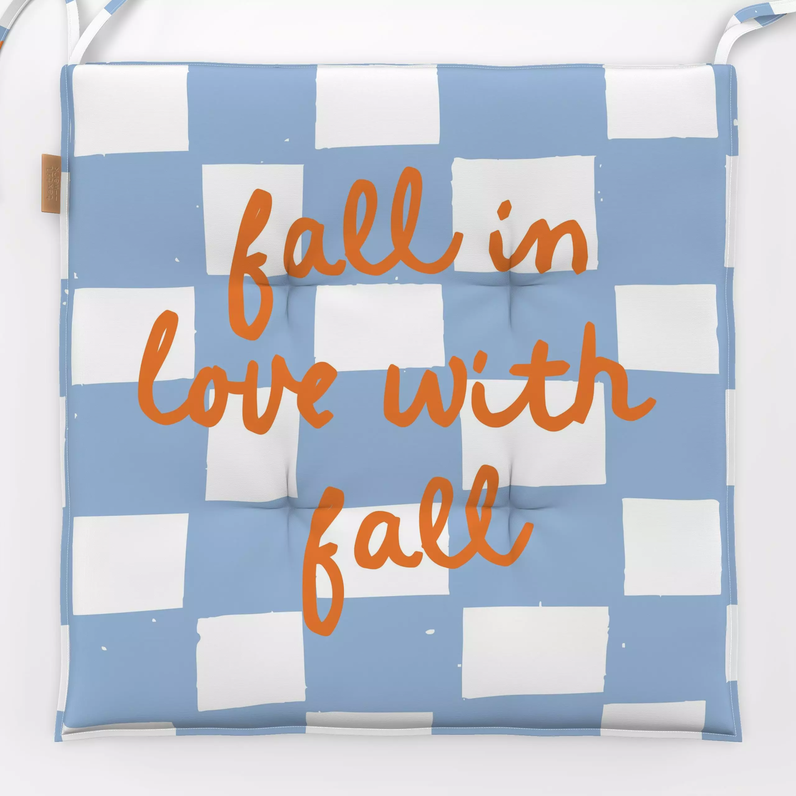 Sitzkissen fall in love with fall - Herbst, Sprüche & Schriftzüge, Anlässe - von „moDeern Design Studio"; Karo, Herbst, Chec...