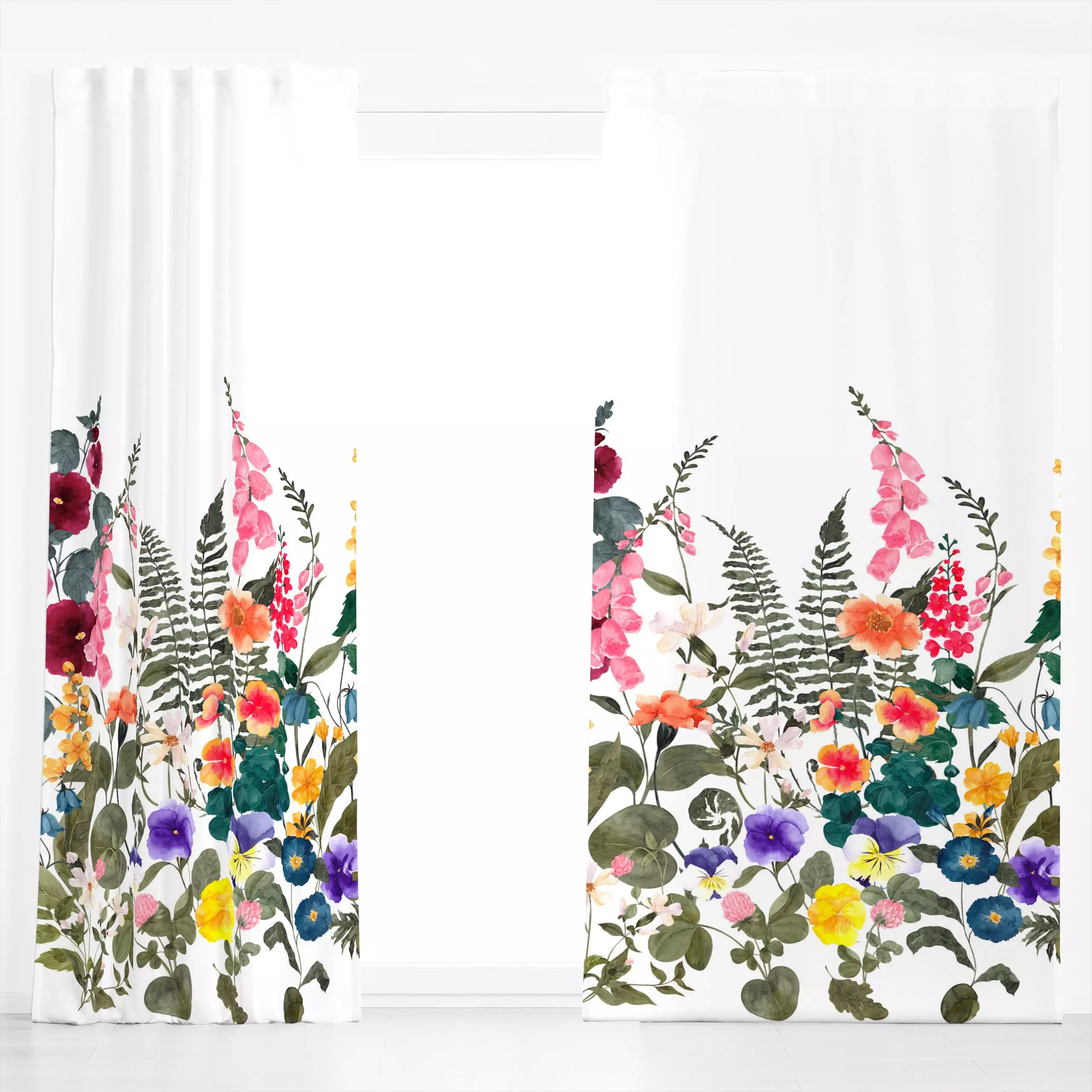 Dekovorhang Wilde Blumenwiese - Blumen & Florales, Pflanzen & Botanik - von „Uta Naumann"; boho, Blumen, Garten, Blüten, Wil...