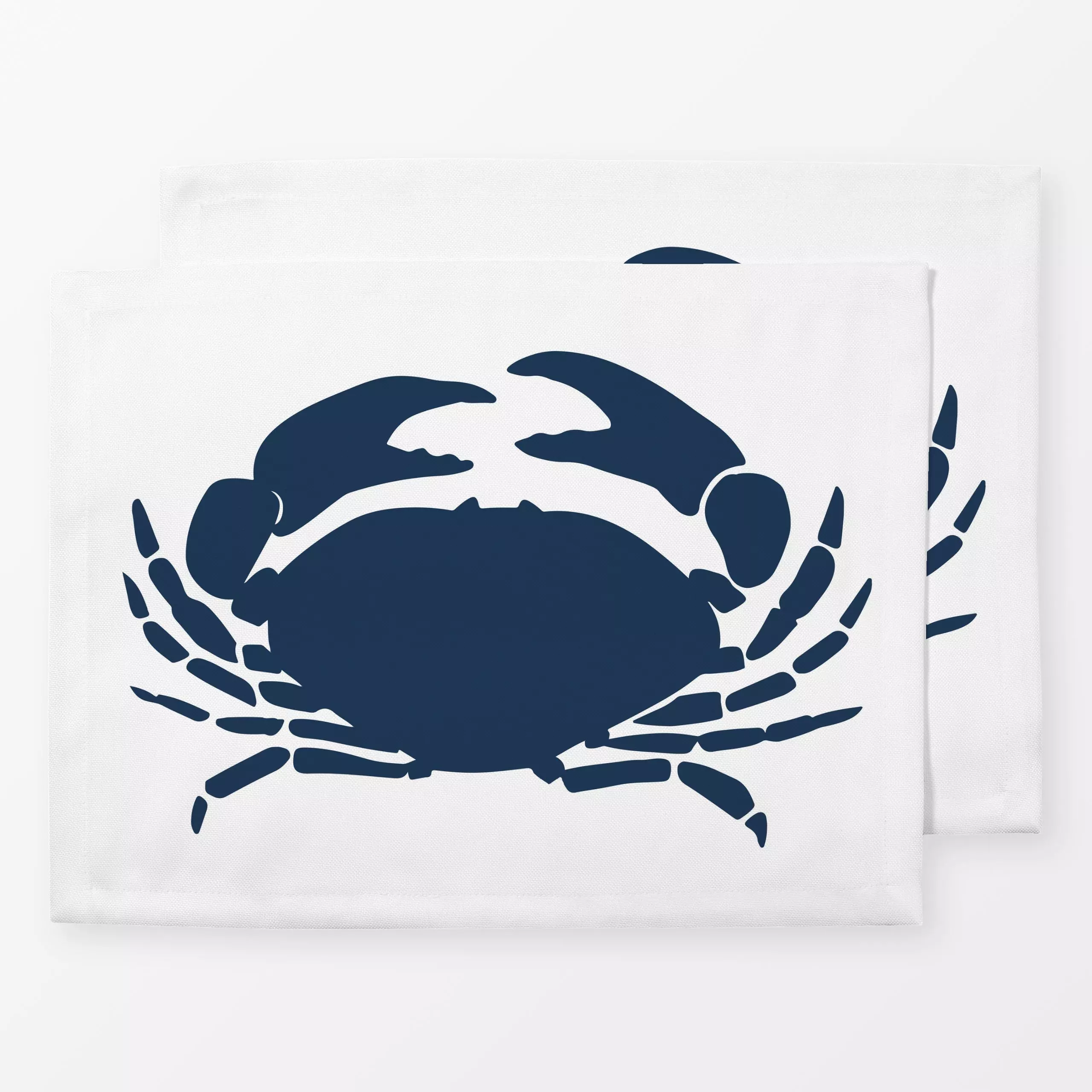Tischset Krabben white navy - Sommer, Tiere - von „Katrin Graff"; Strand, Urlaub, maritim, Beach, dunkelblau, nautisch, Somm...