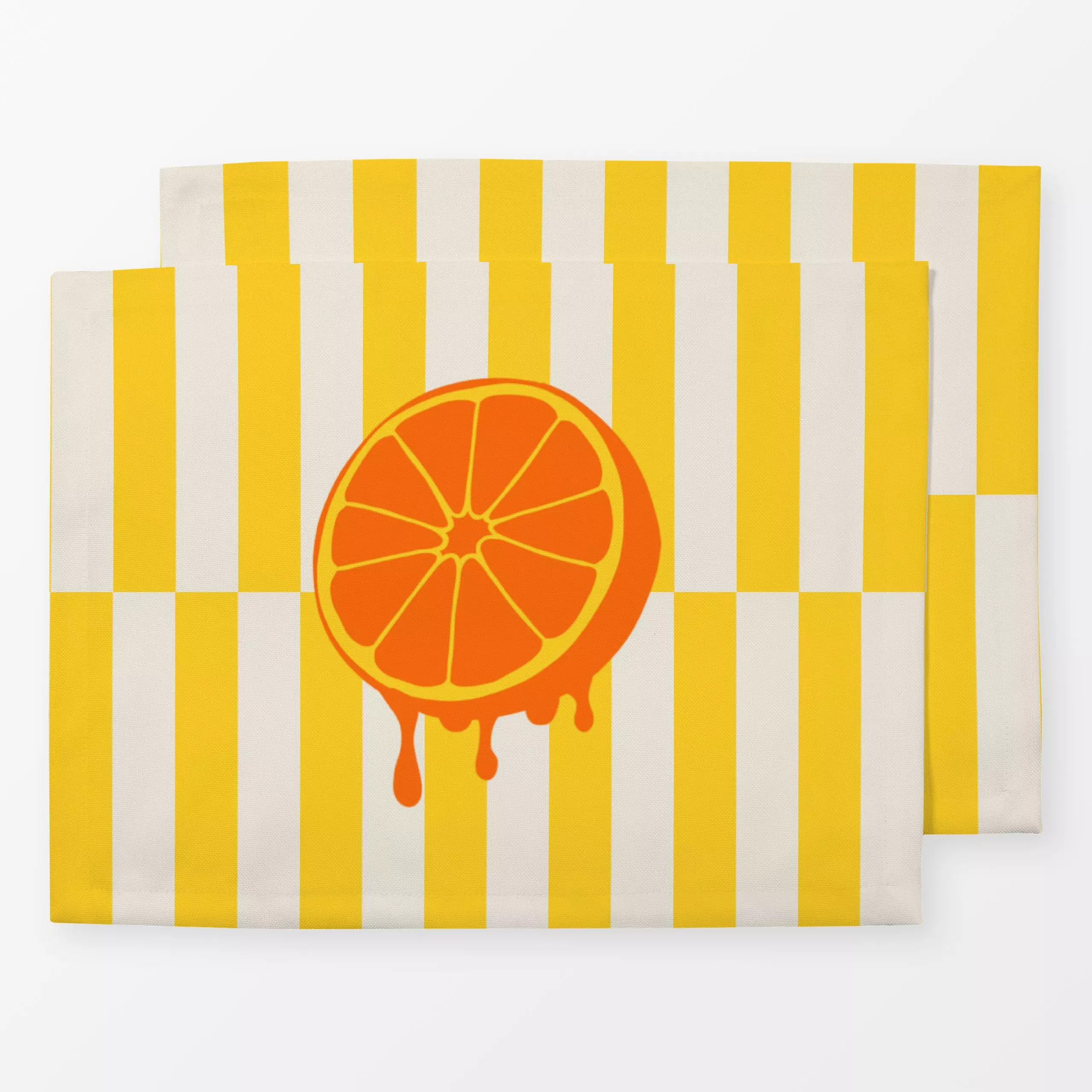 Tischset Stripes Orange, gemustert, Früchte, Sommer, von textilwerk