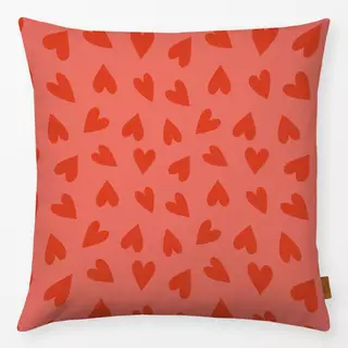 Kissen Sketchy Heart Allover Rot