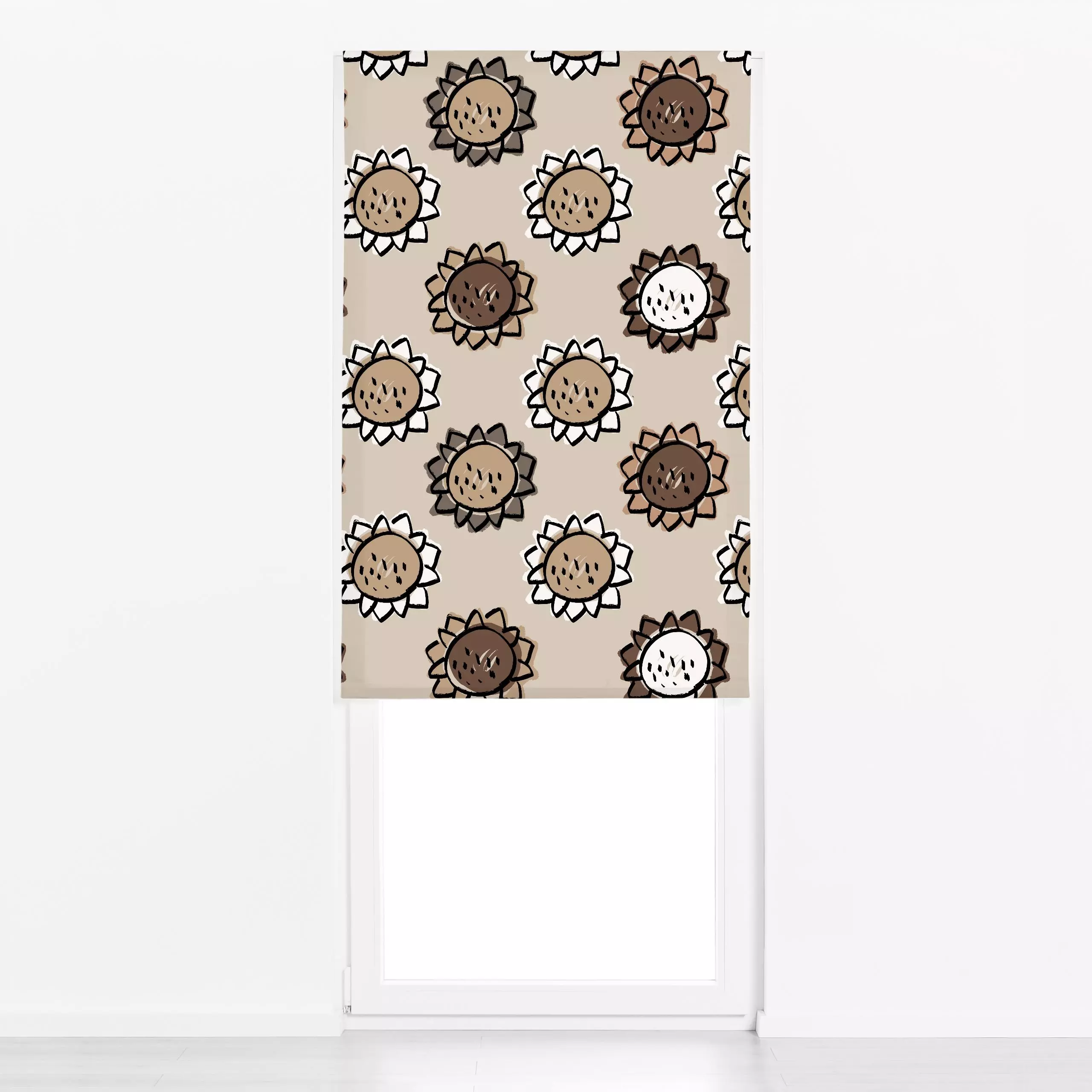 Raffrollo Sunflower Autumn Sand - Blumen & Florales - von „Kruth Design"; Blumen, modern, sonnenblumen, Herbst, Herbstdeko, ...