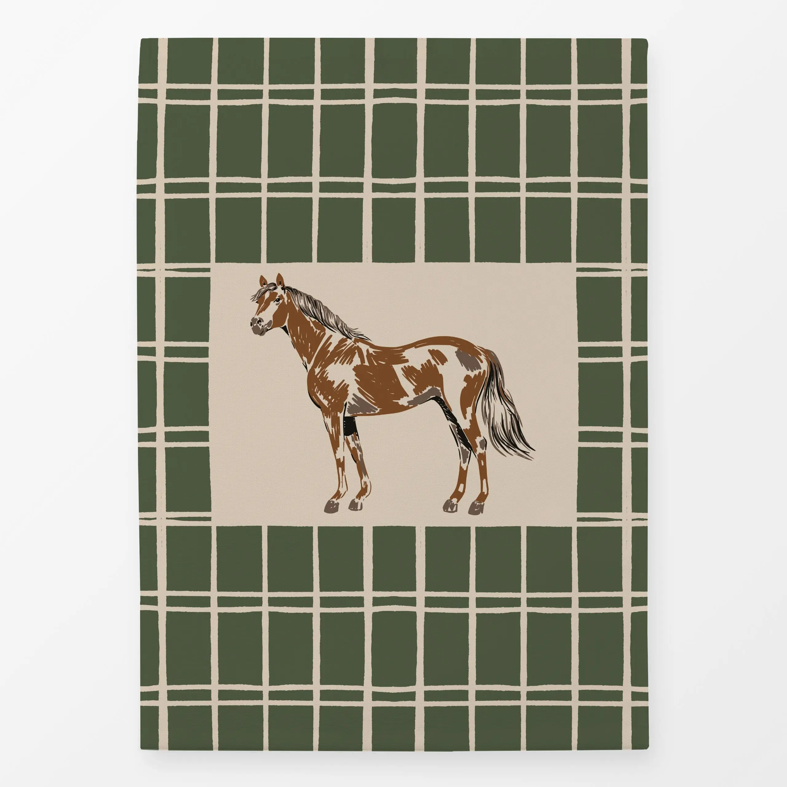Geschirrtücher Herbst Pferd Karo - Herbst, Tiere - von „Katrin Graff"; Pferde, Herbst, landhaus, Herbstdeko, herbstlich, Lan...
