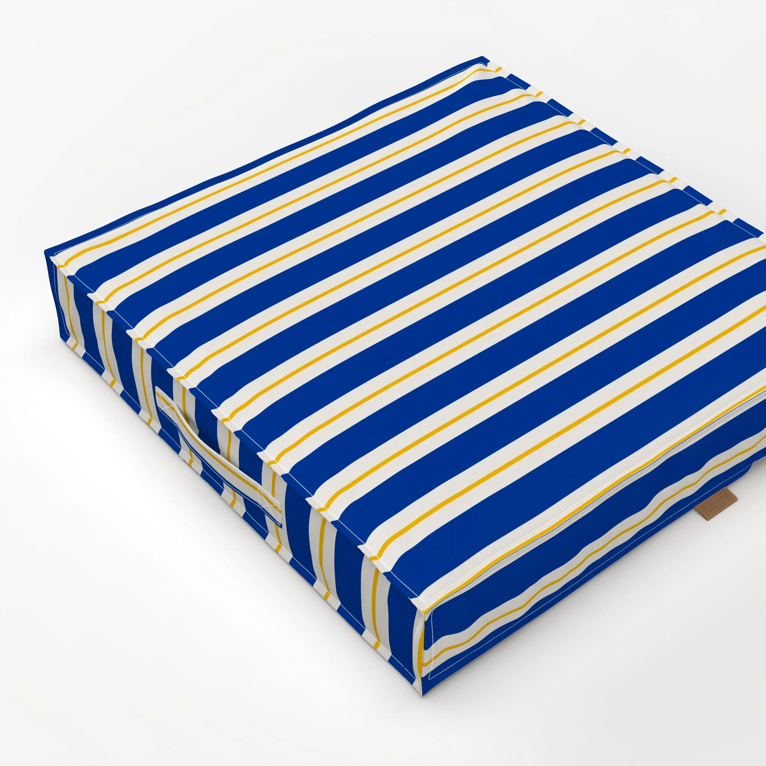 Bodenkissen Streifen blau-gelb - Sommer, Symbole & Muster - von „Kerstin Ax"; Muster, Streifen, Sommer, Sonnenschirm, Streif...