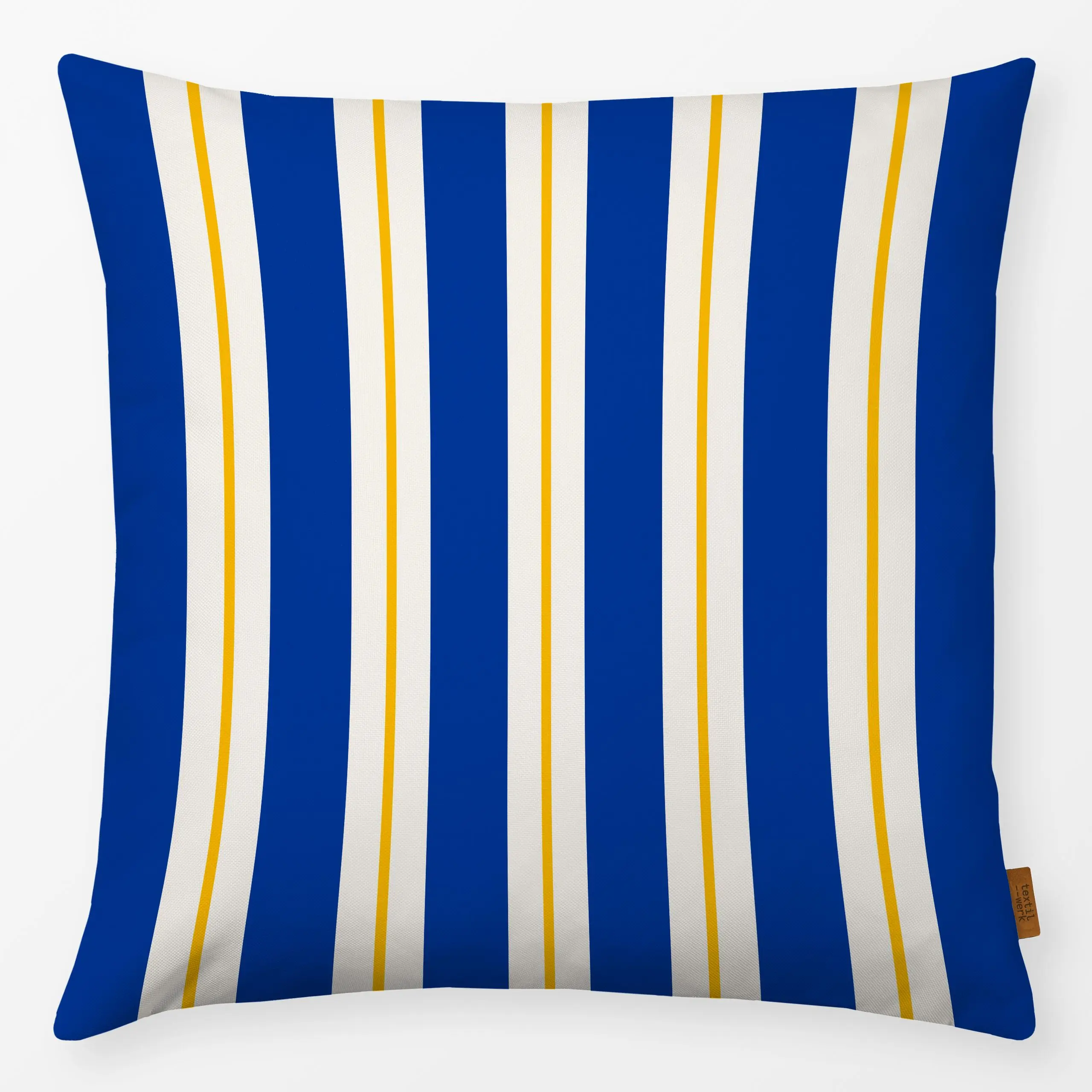 Kissen Streifen blau-gelb - Sommer, Symbole & Muster - von „Kerstin Ax"; Muster, Streifen, Sommer, Sonnenschirm, Streifenmus...