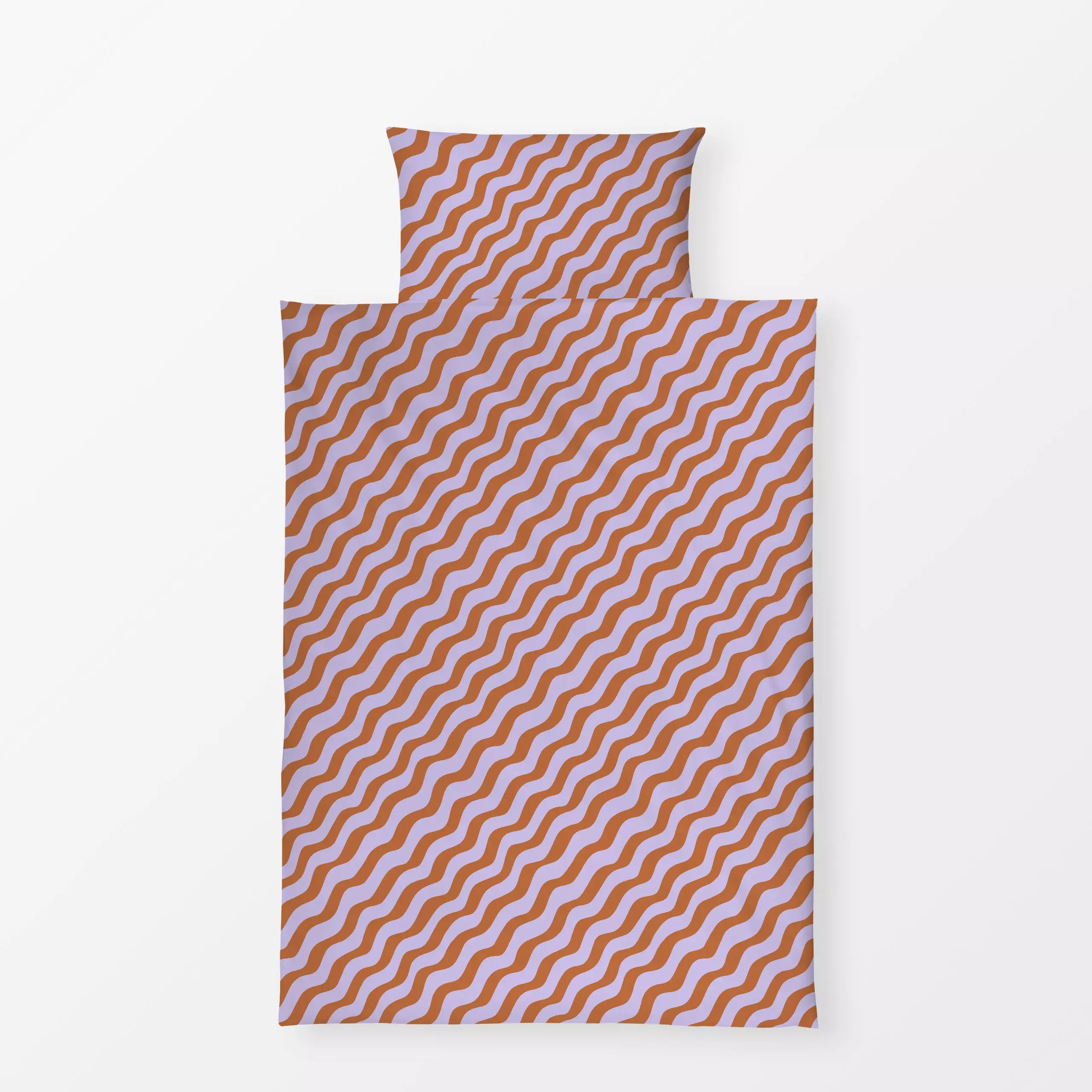 Bettwäsche Wellen Diagonal Fieder Braun - Symbole & Muster - von „Studio Kesse"; Linien, Streifen, Sommer, wellen, diagonal,...