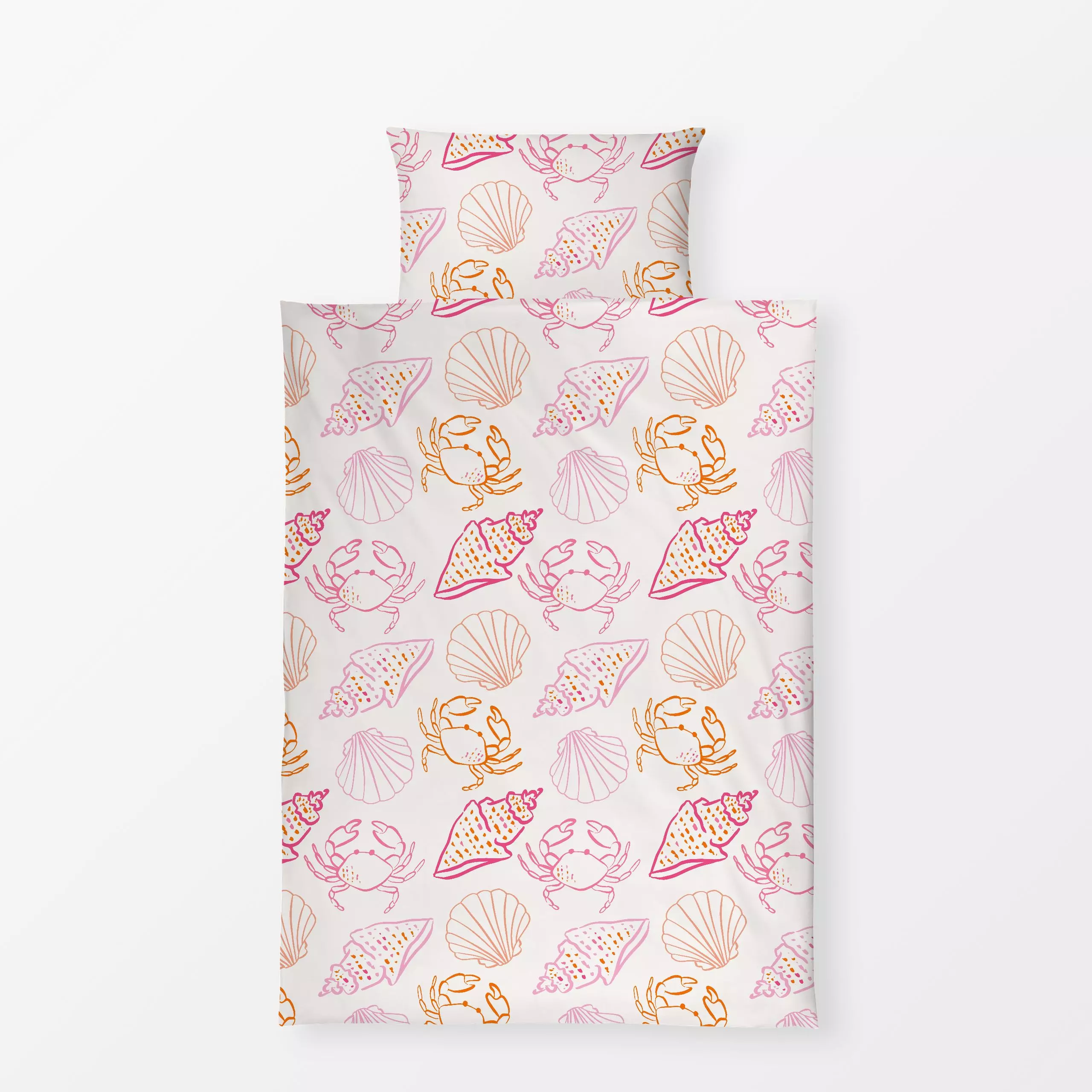 Bettwäsche Muschel Allover rosa - Natur & Landschaft, Sommer - von „Kruth Design"; Meerestiere, Hummer, Muscheln, Gartendeko...