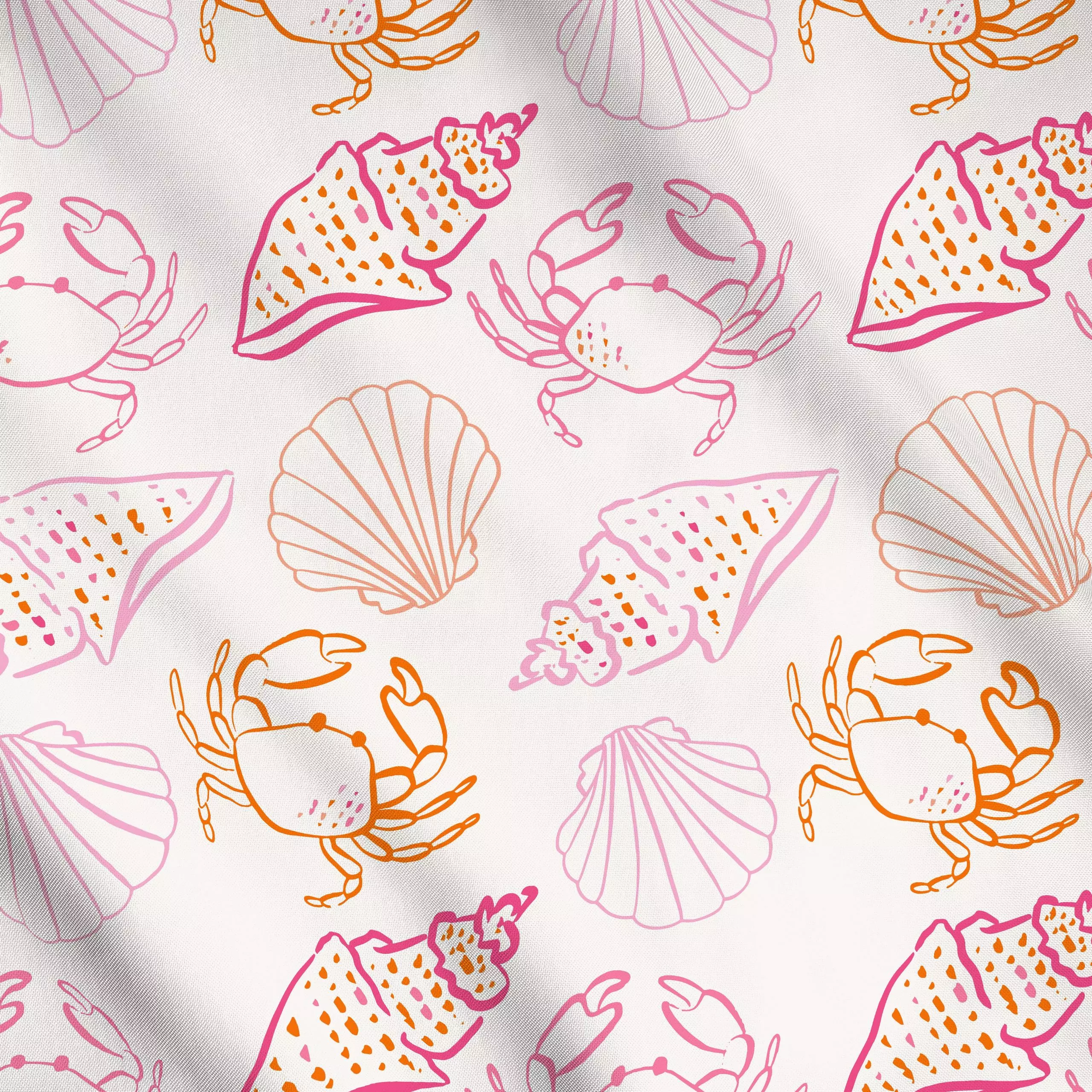 Meterware Muschel Allover rosa - Natur & Landschaft, Sommer - von „Kruth Design"; Meerestiere, Hummer, Muscheln, Gartendeko,...