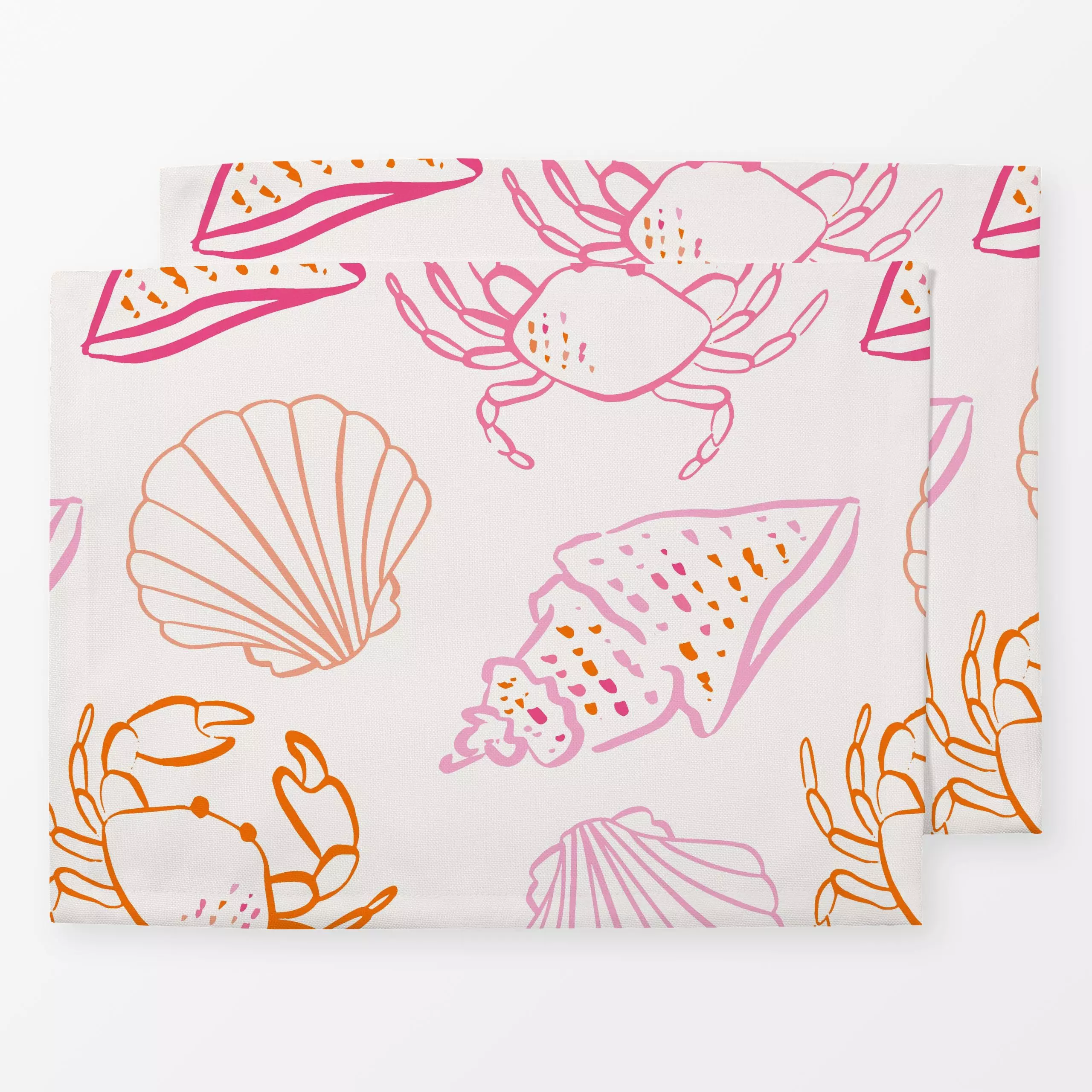 Tischset Muschel Allover rosa, Tiere, Sommer, von Kruth Design