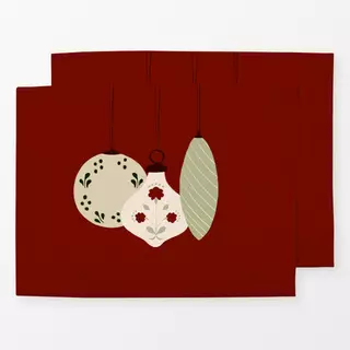 Tischset Weihnachtskugeln Rot