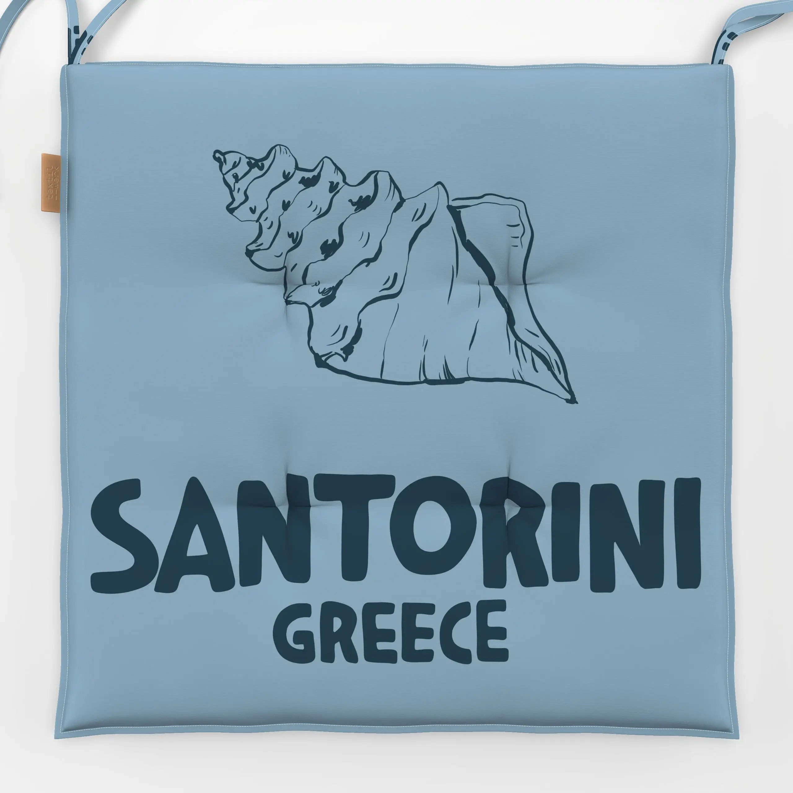 Sitzkissen Santorini Greece Sea Shell - Sommer, Tiere - von „By Anna Sienna"; Meer, Strand, Meerestiere, typografie, Muschel...