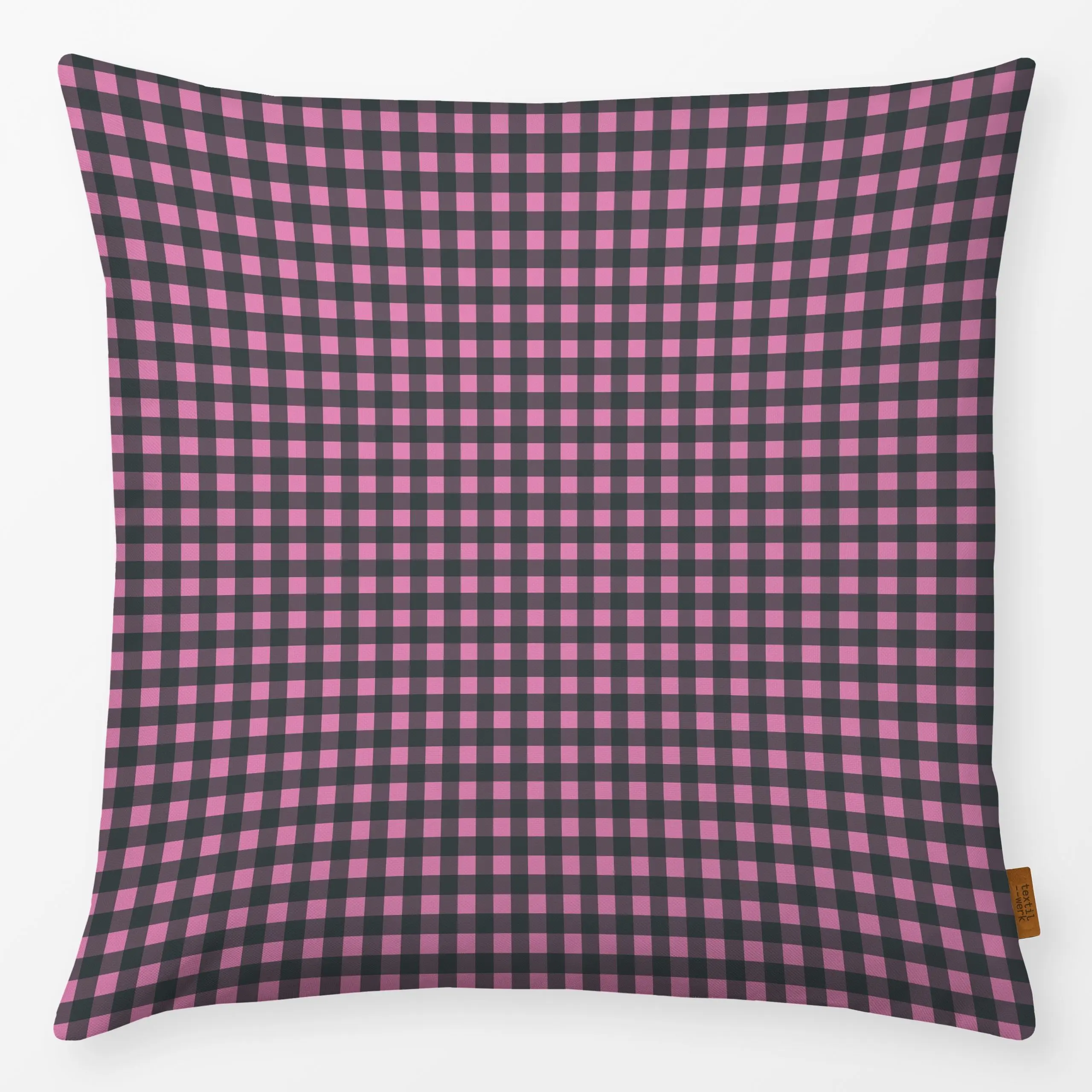 Kissen Mistletoe Gingham Pink Grün - Weihnachten, Winter, Symbole & Muster - von „Studio ROSAGRAU"; Winter, pink, klassisch,...