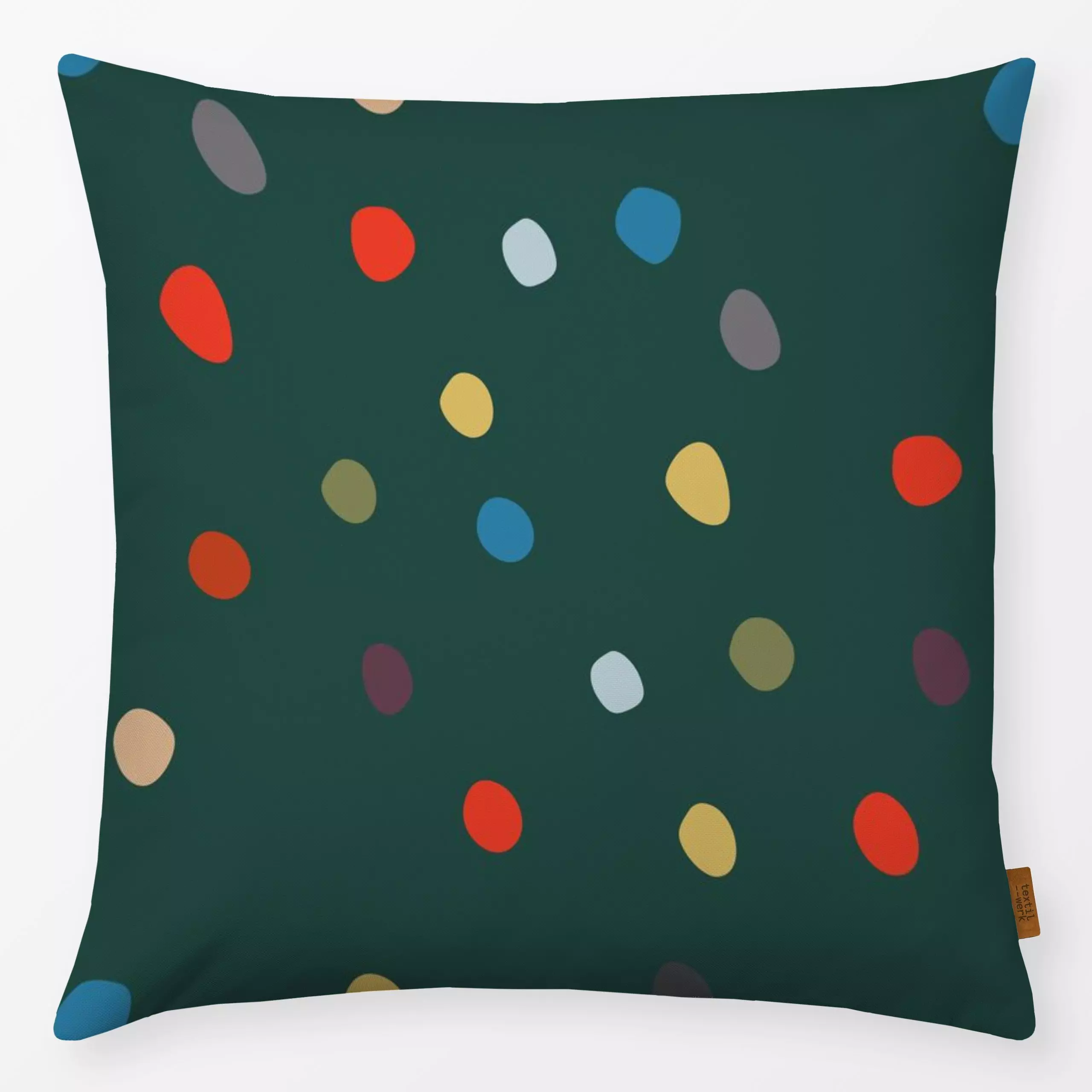 Kissen Konfetti bunte punkte - grün - Symbole & Muster - von „Heyduda"; Punkte, Kinderzimmer, Herbst, Geschenk, outdoor, gep...