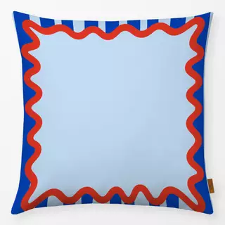 Kissen Wellenrand Blau Rot