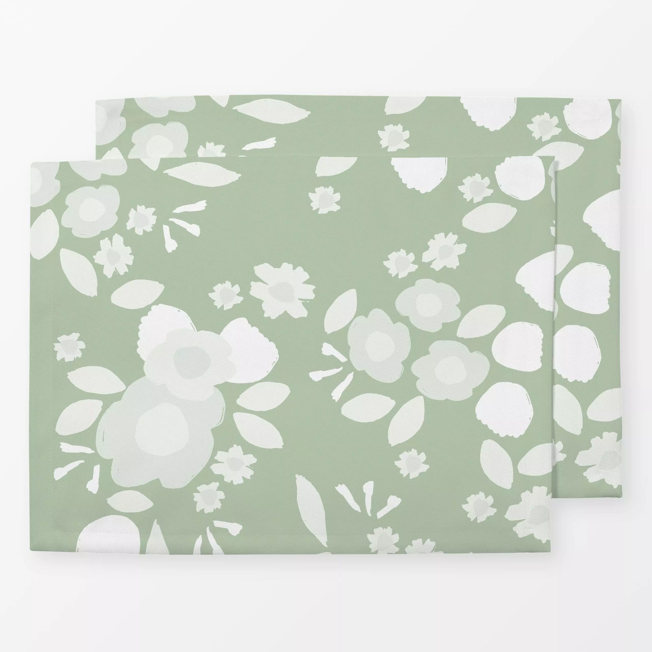 Tischset Blüten Grün, Blumen, gemustert, Sommer, von Sara Maria