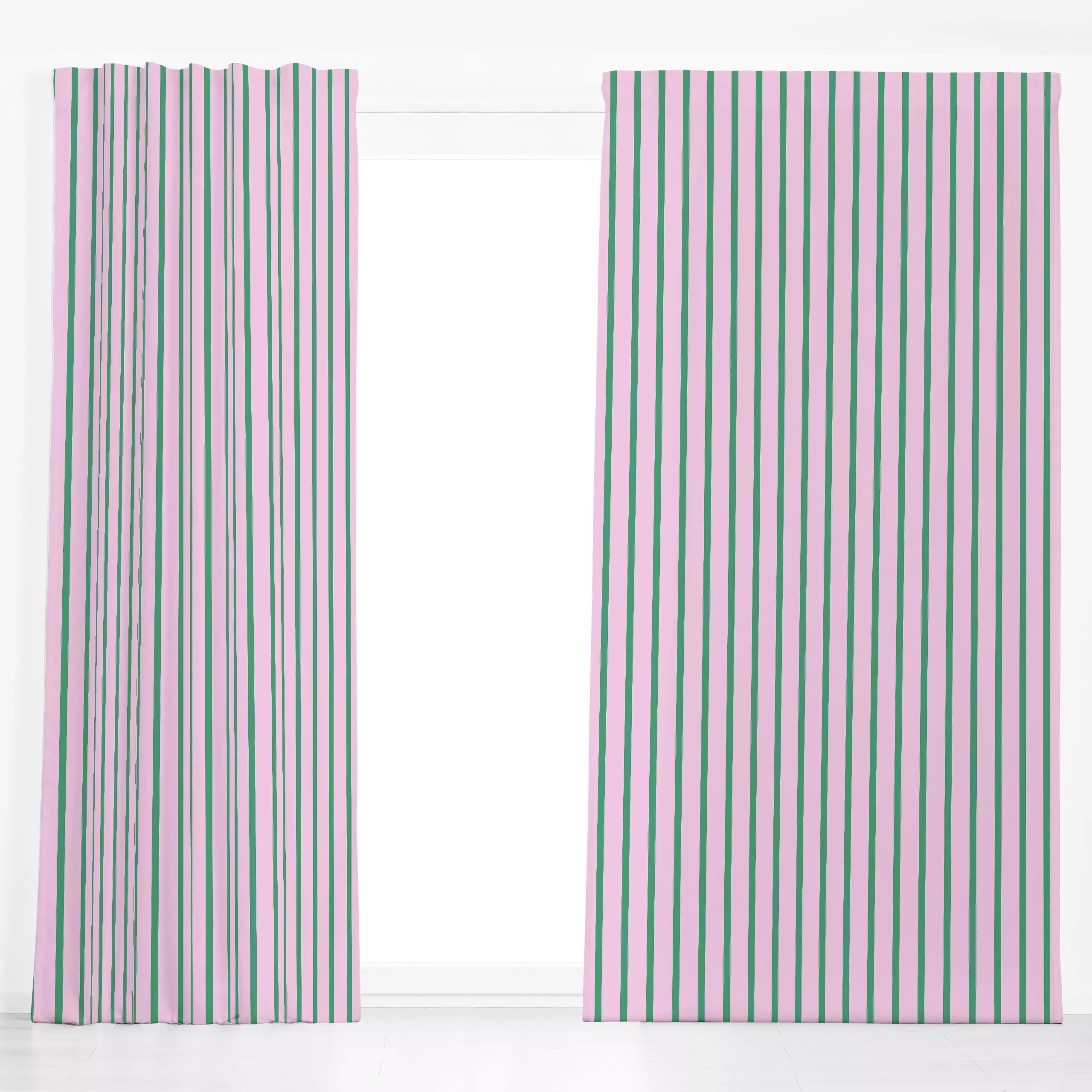 Dekovorhang Schmale Streifen Grün Rosa - Symbole & Muster - von „Studio ROSAGRAU"; rosa, Sommer, outdoorkissen, Streifenmust...