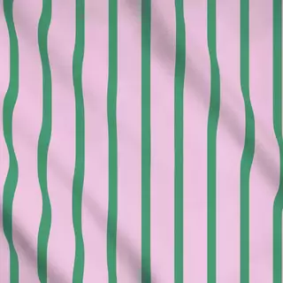 Meterware Schmale Streifen Grün Rosa