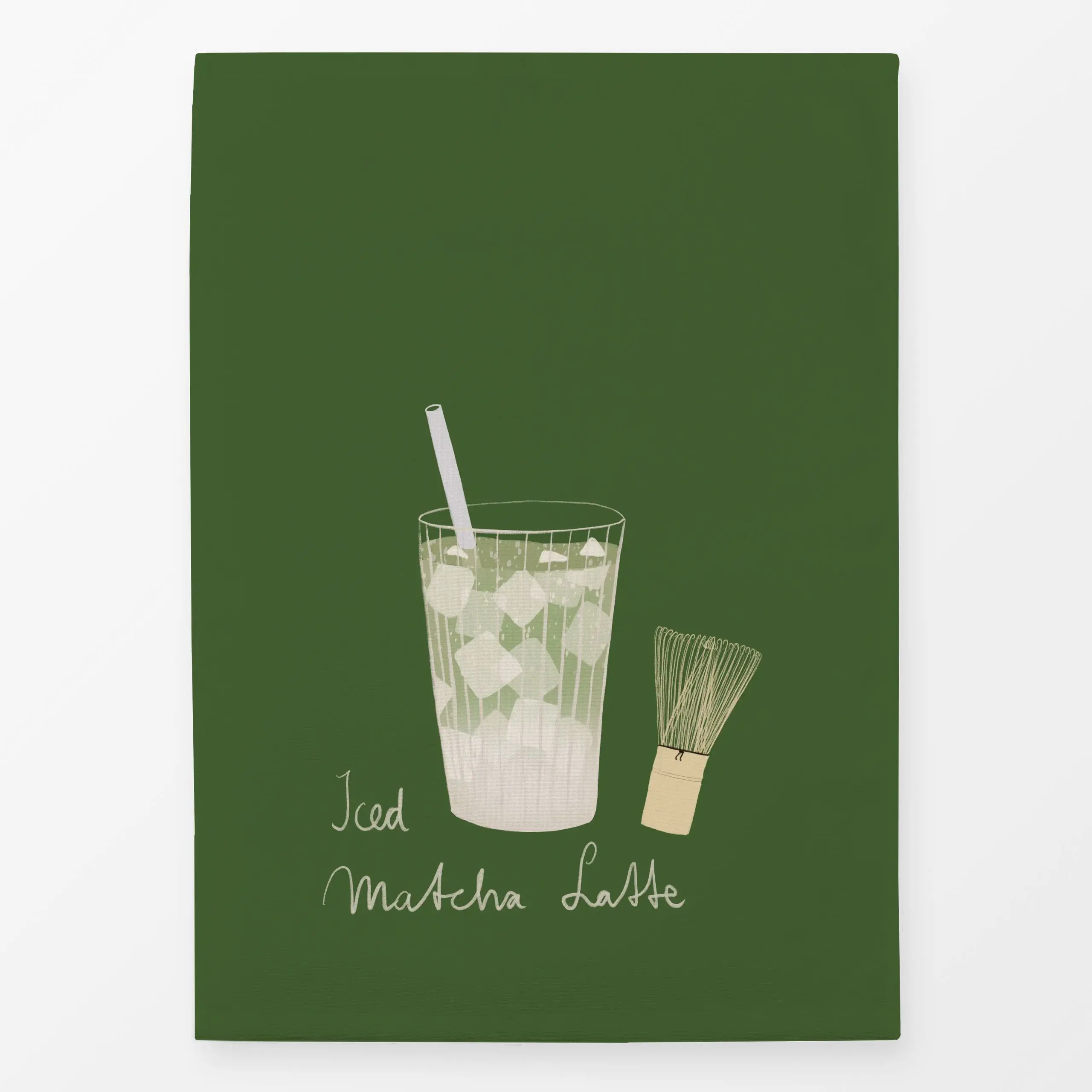 Geschirrtücher Iced Matcha Latte Dunkelgrün - Küche, Essen & Trinken - von „Sophie Augustin Illustration"; Tee, tea, teatime...