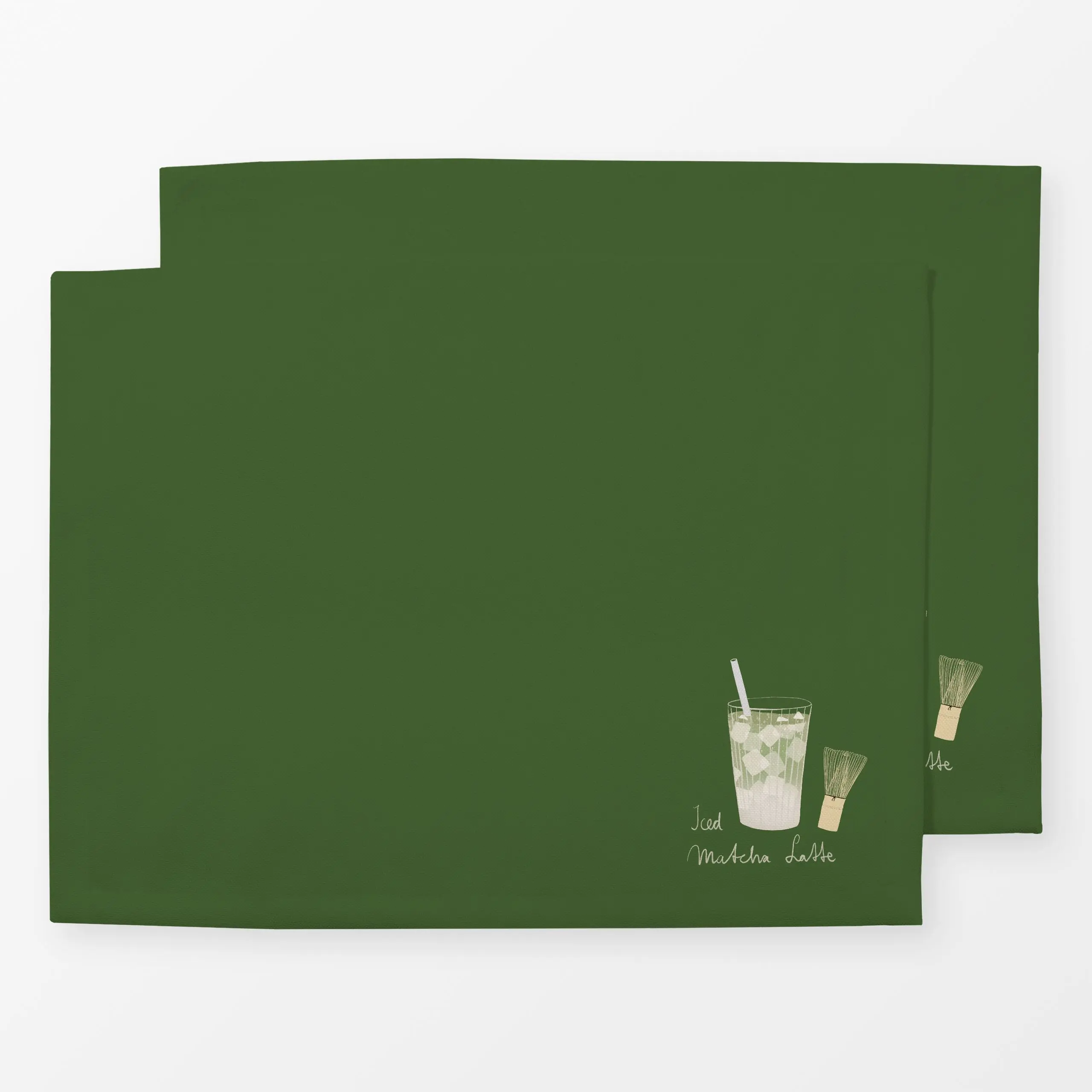 Tischset Iced Matcha Latte Dunkelgrün - Küche, Essen & Trinken - von „Sophie Augustin Illustration"; Tee, tea, teatime, Drin...