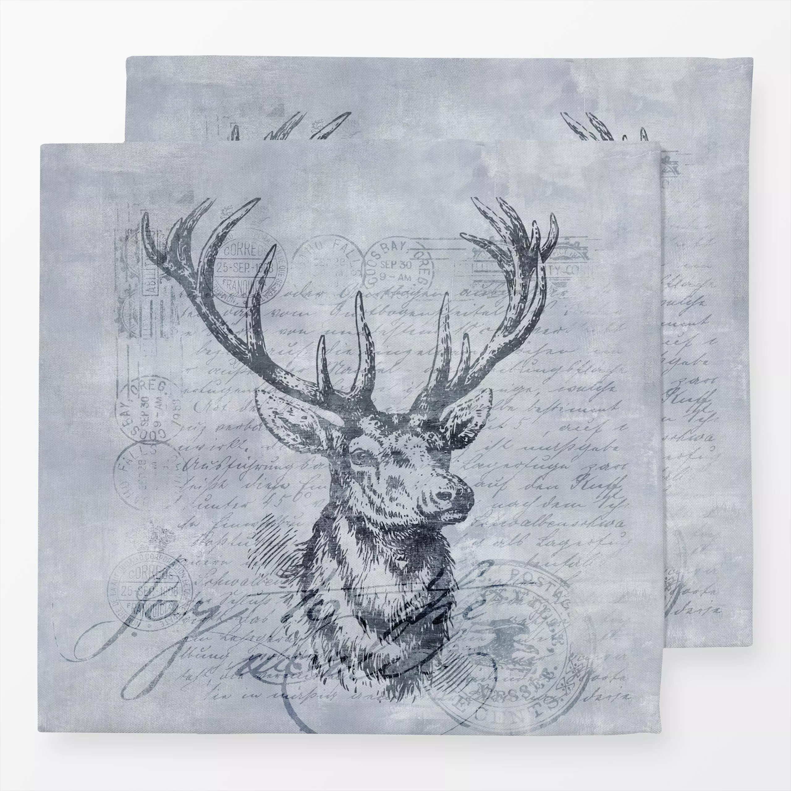 Servietten Joy To The World Deer - Weihnachten, Retro & Vintage - von „Andrea Haase"; Weihnachten, vintage, Winter, Hirsch, ...