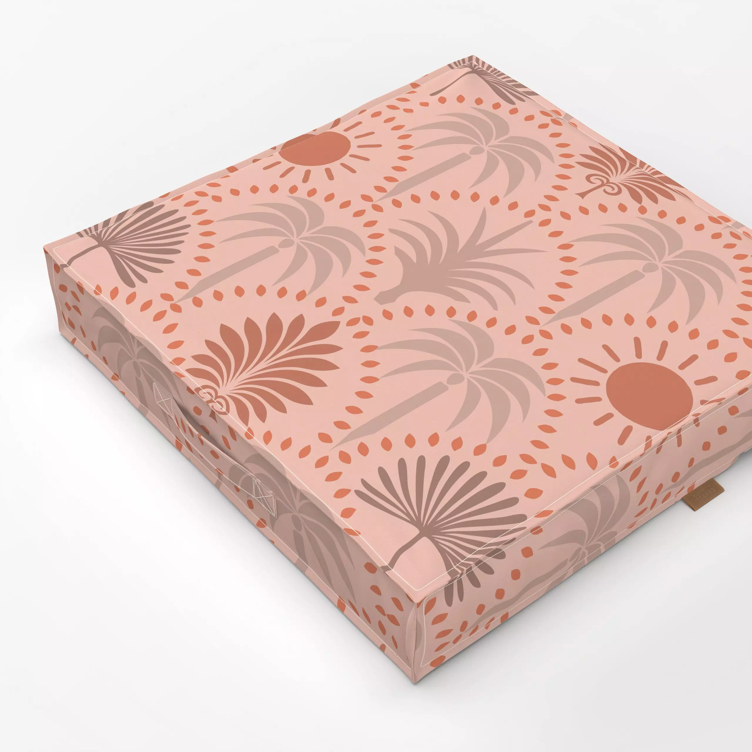 Bodenkissen Palm Springs Mid Century Peach - Sommer, Pflanzen & Botanik - von „Andrea Haase“; Palmen, Sonne, Dessert, Sommer...