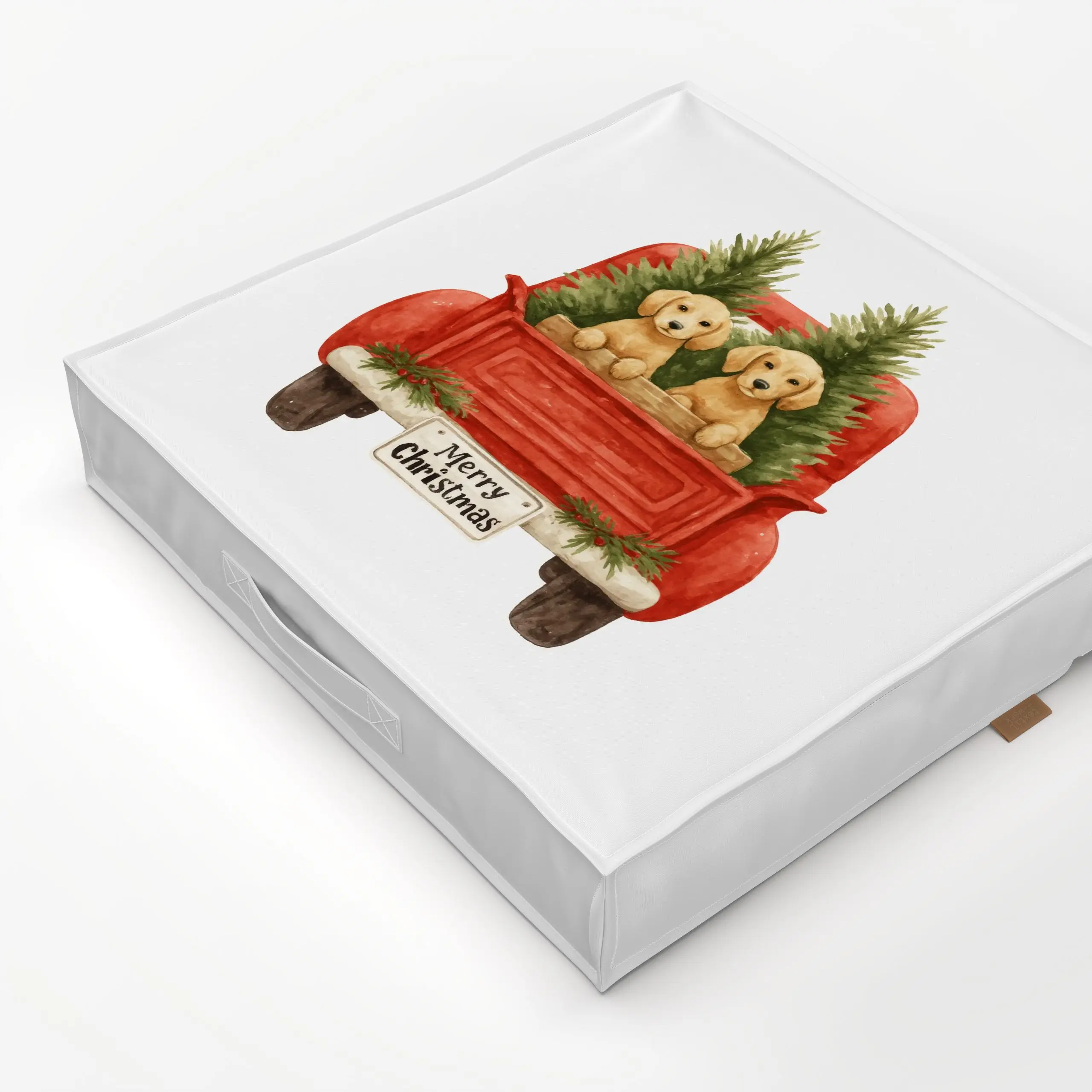 Bodenkissen Golden Retriever Christmas - Weihnachten - von „Uta Naumann"; Kissen, Tiere, Auto, Geschenk, weihnachtlich, klas...