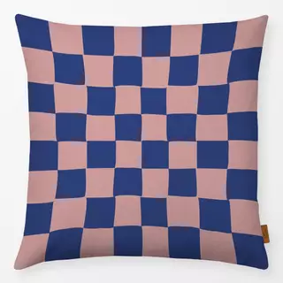 Kissen Check Blau Rosa