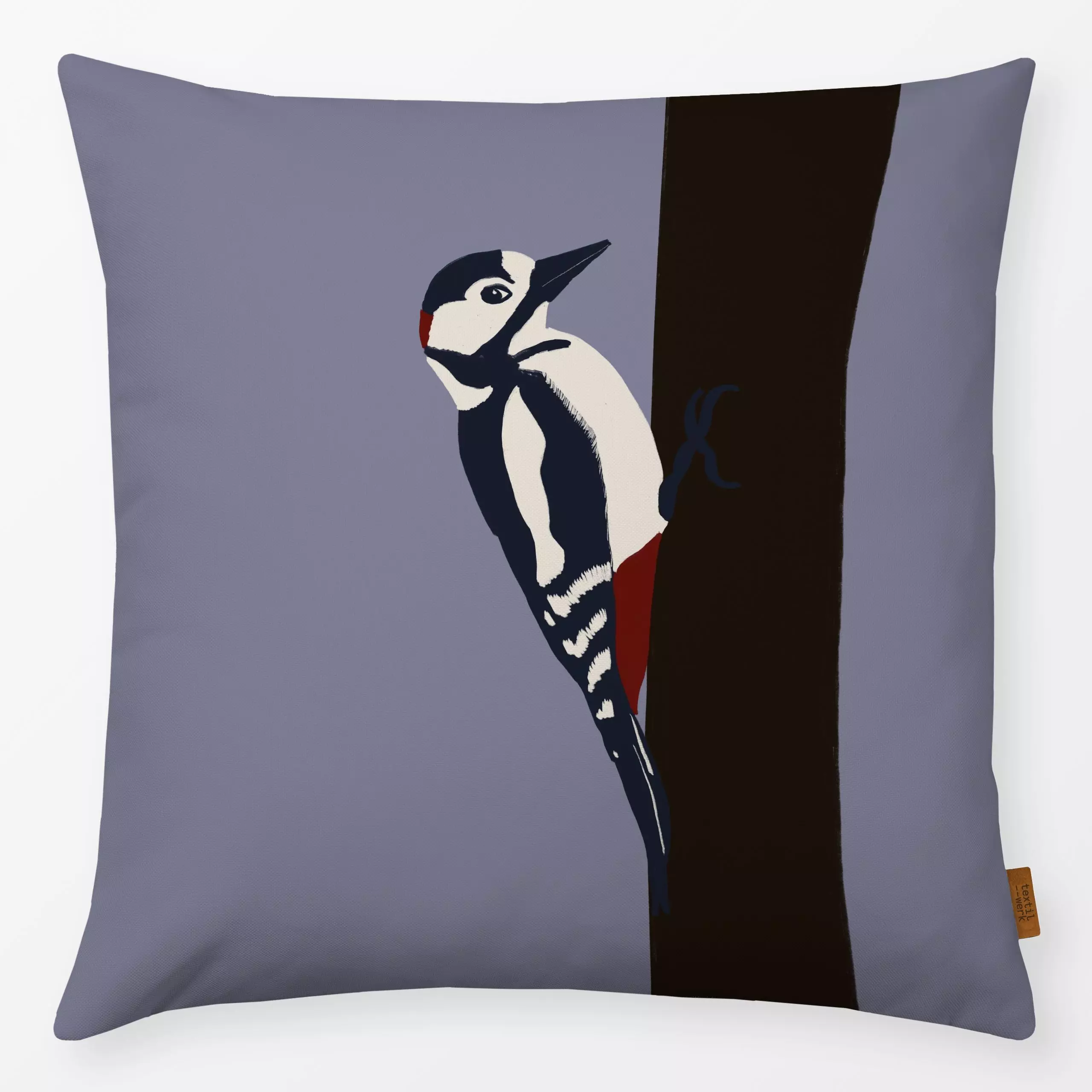 Kissen Buntspecht - Herbst, Tiere - von „Sophie Augustin Illustration"; Illustration, Vogel, Tiere, Herbst, Waldtiere, Herbs...