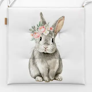 Sitzkissen Hase mit Blumenkranz 2