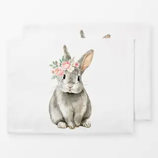 Tischset Hase mit Blumenkranz 2