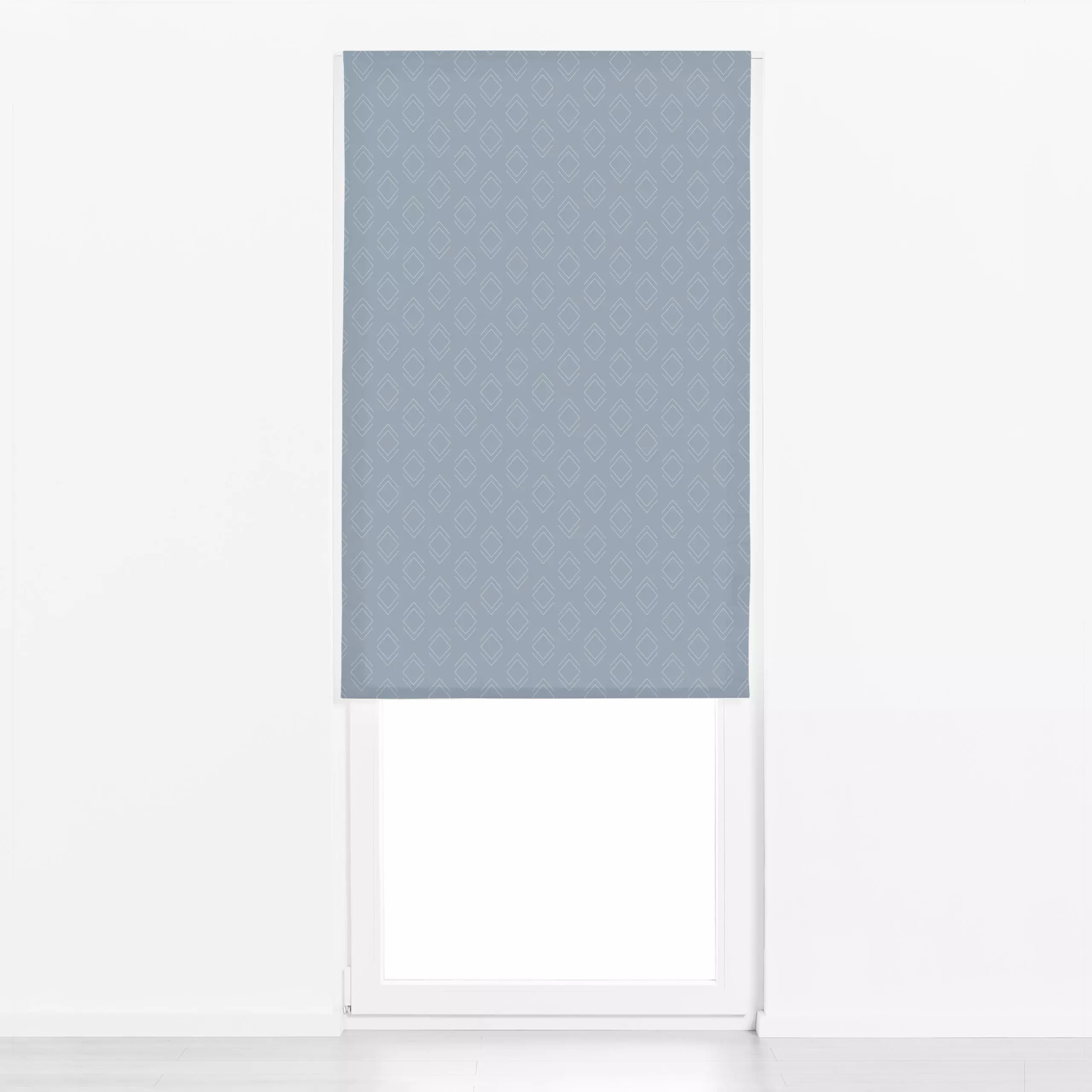 Raffrollo Rauten Muster blau - Symbole & Muster - von „Jana Moßmann"; Blaugrau, Geometrisch, blau, Raute, Rautenmuster