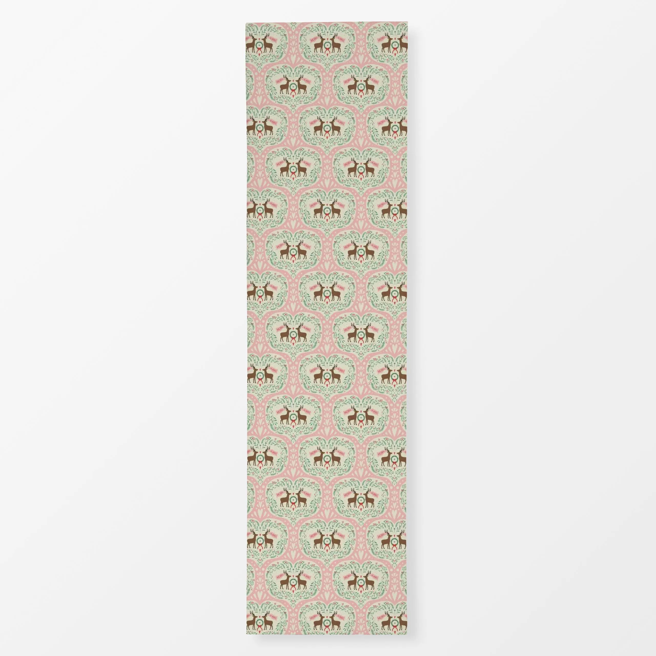 Tischläufer Christmas Deer Pink - Weihnachten - von „DEINKI Studio"; Rentier, Weihnachten, Winter, Hirsch, mistel, Mistelzwe...