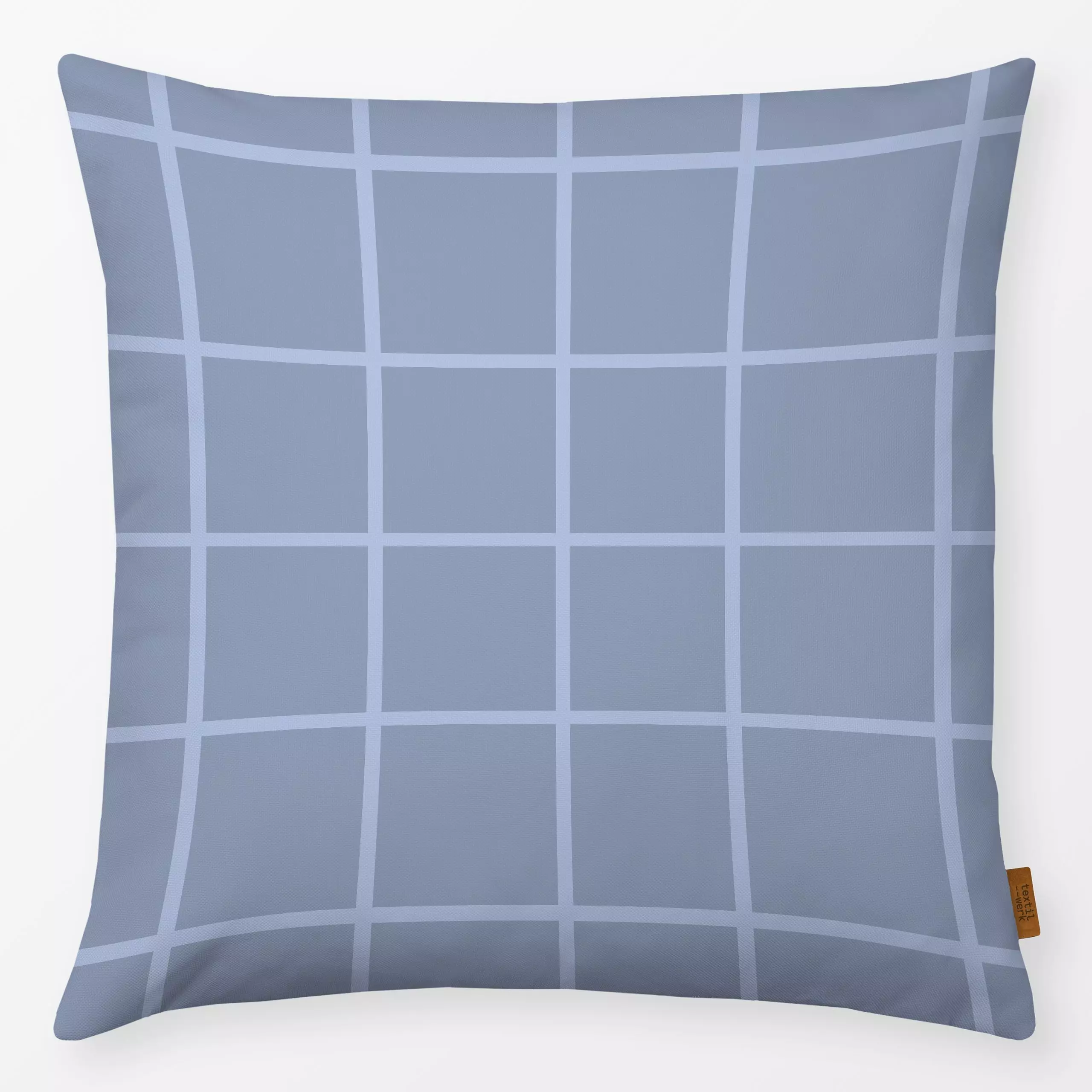 Kissen Checkered Blue Pattern - Symbole & Muster - von „Mareike Böhmer"; Muster, minimal, linie, Blaugrau, lila, kariert