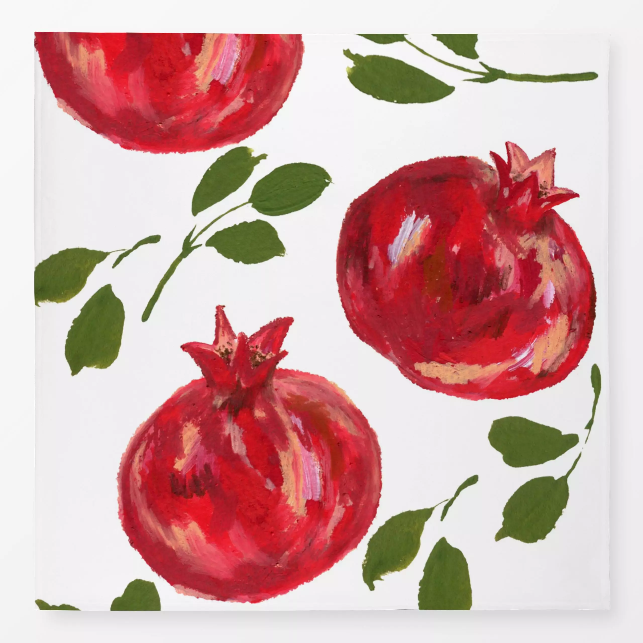Tischdecke Granatapfel & Grün - Weihnachten, Winter, Pflanzen & Botanik - von „Sophie Reusche"; Obst, Natur, Granatapfel, We...