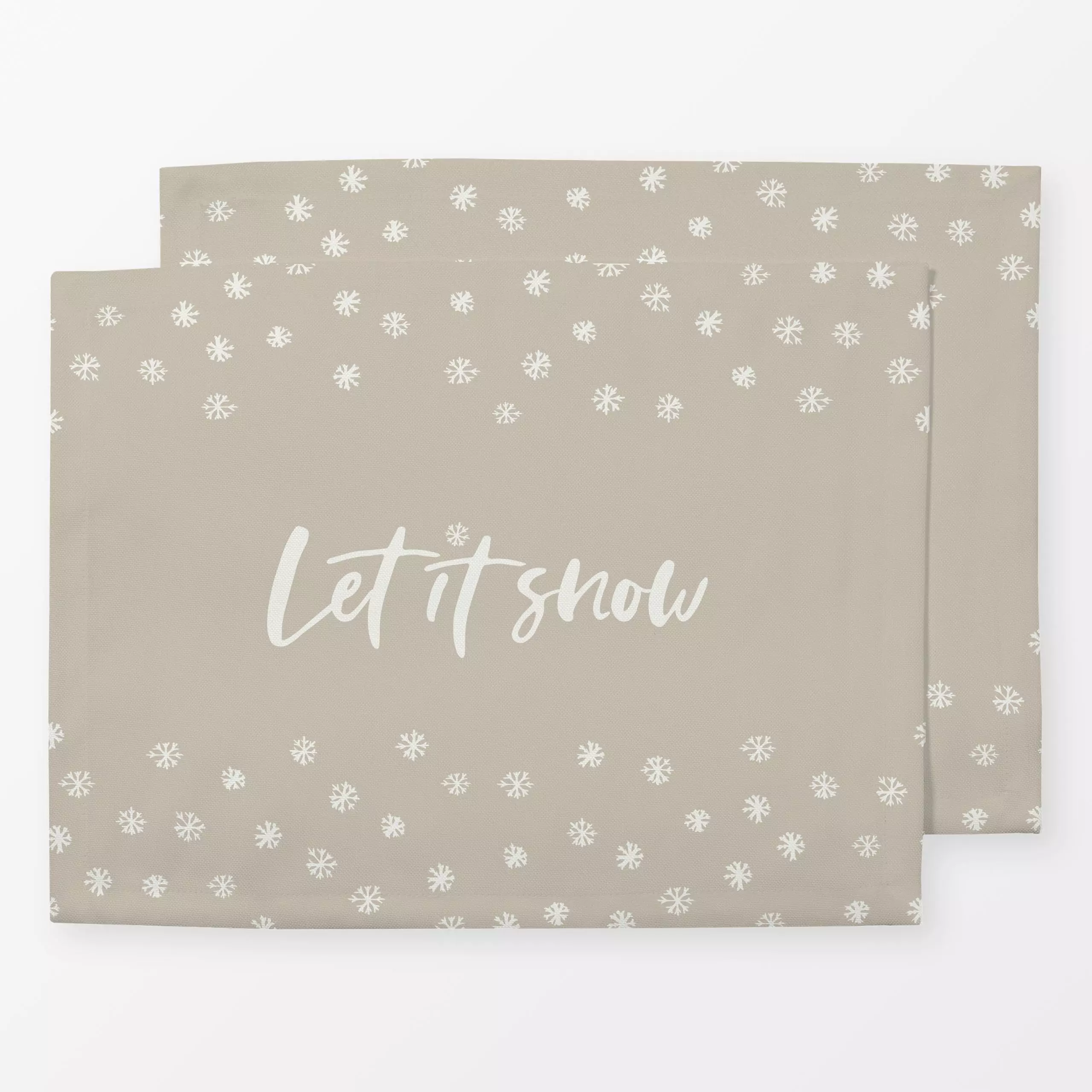 Tischset Let it snow cottagebeige - Weihnachten, Winter - von „Katrin Graff"; Weihnachten, weihnachtlich, winterdeko, Schnee...