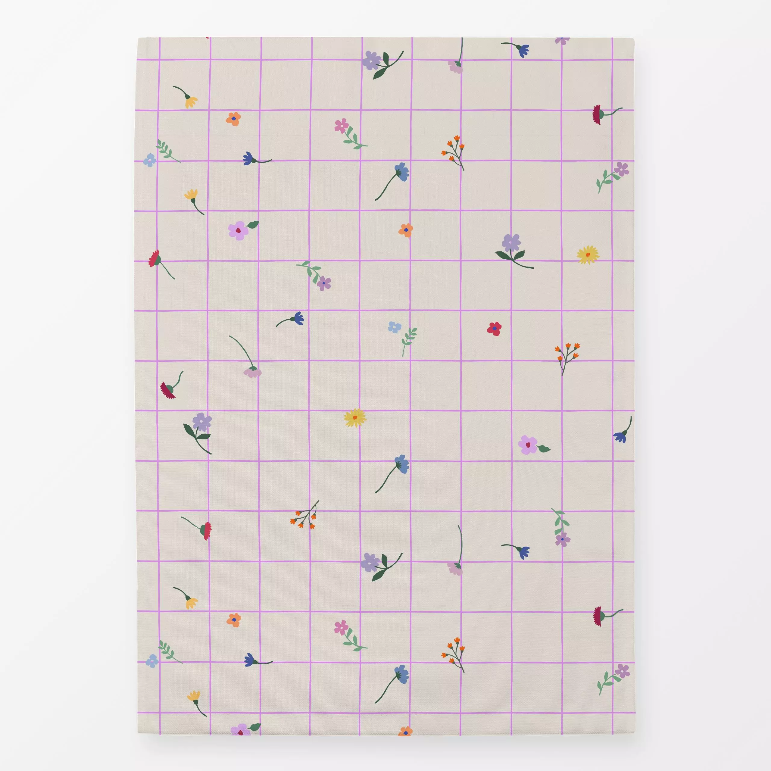 Geschirrtücher Karo Blüten pink - Blumen & Florales, Frühling, Symbole & Muster, Ostern - von „Studio Kesse"