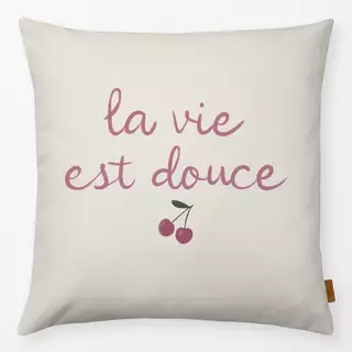 Kissen la vie est douce beige rosa