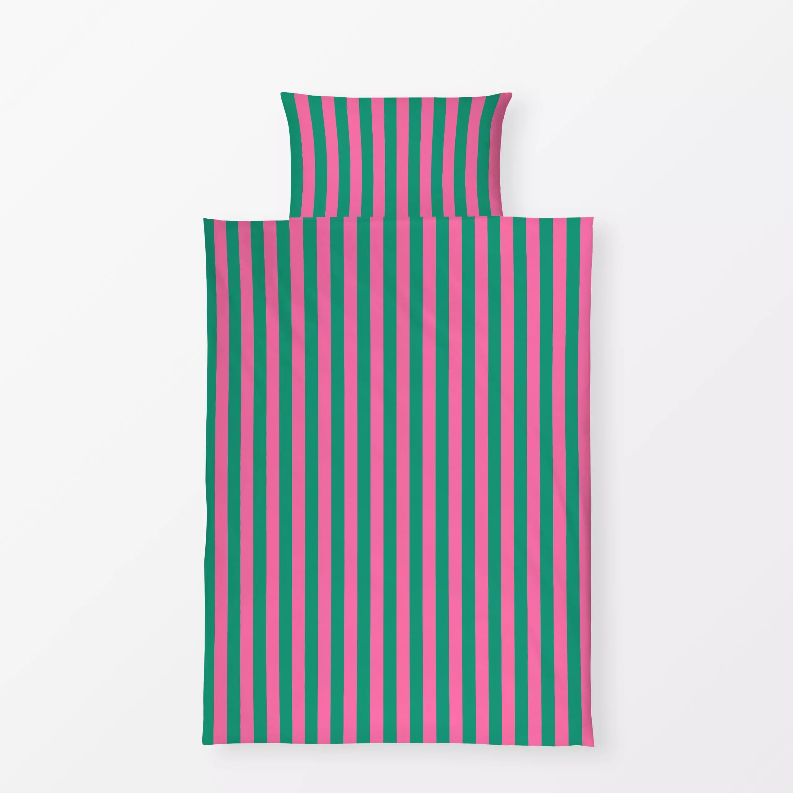 Bettwäsche Stripes Pink Green - Sommer, Symbole & Muster - von „textilwerk"; Illustration, Sommer, trend, pink, bunt, gesche...