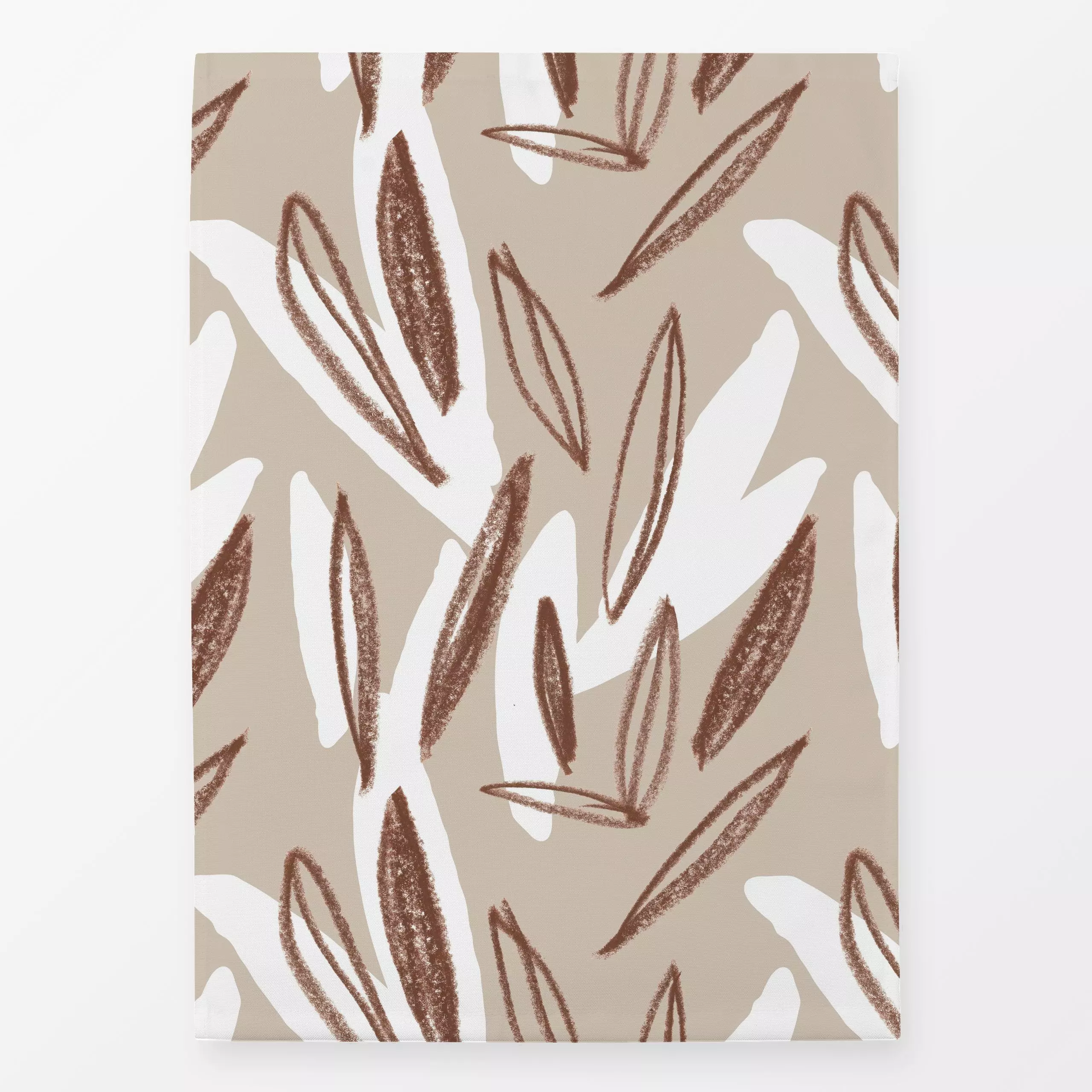 Geschirrtücher Ethno Leafs Allover braun - Blumen & Florales, Pflanzen & Botanik - von „Kruth Design"; Blätter, Zweige, Ethn...
