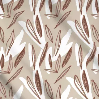 Meterware Ethno Leafs Allover braun