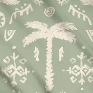 Meterware PALM ETHNO IKAT Grün