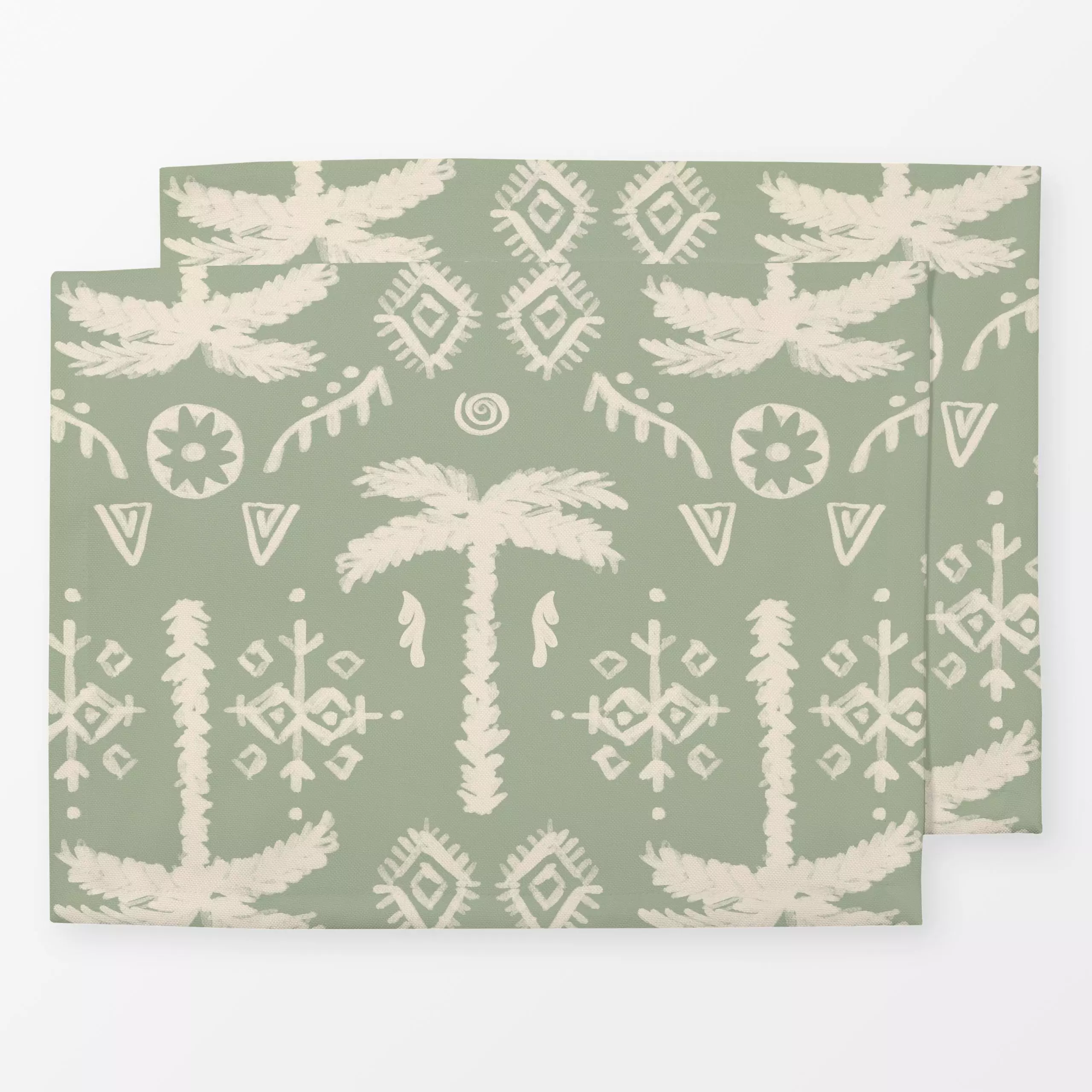 Tischset PALM ETHNO IKAT Grün, tropisch, gemustert, Sommer, von Kruth Design