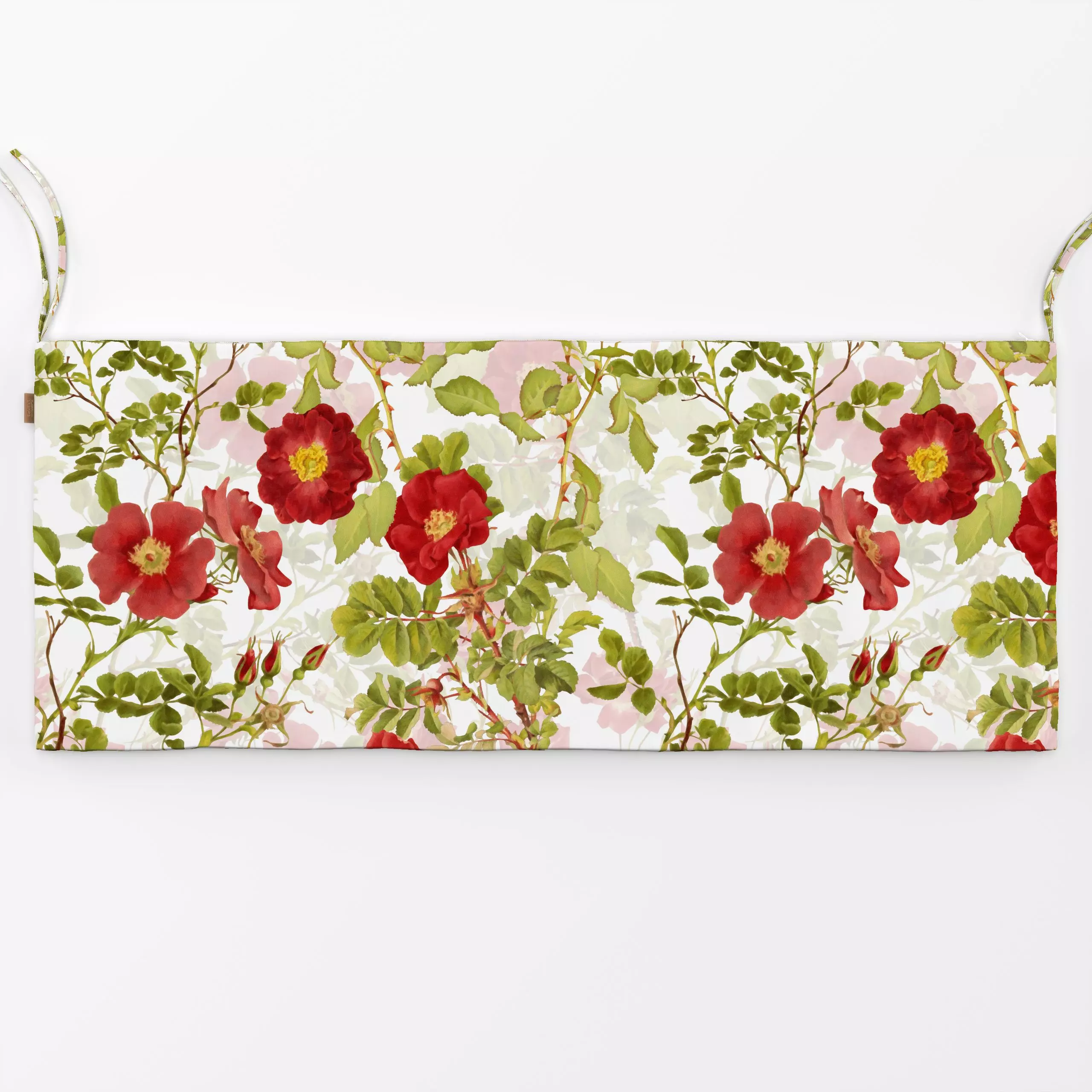 Bankauflage Rote Vintage Wildrosen - Blumen & Florales, Sommer - von „Uta Naumann“; boho, Muster, Natur, Blumen, Rosen, Gart...