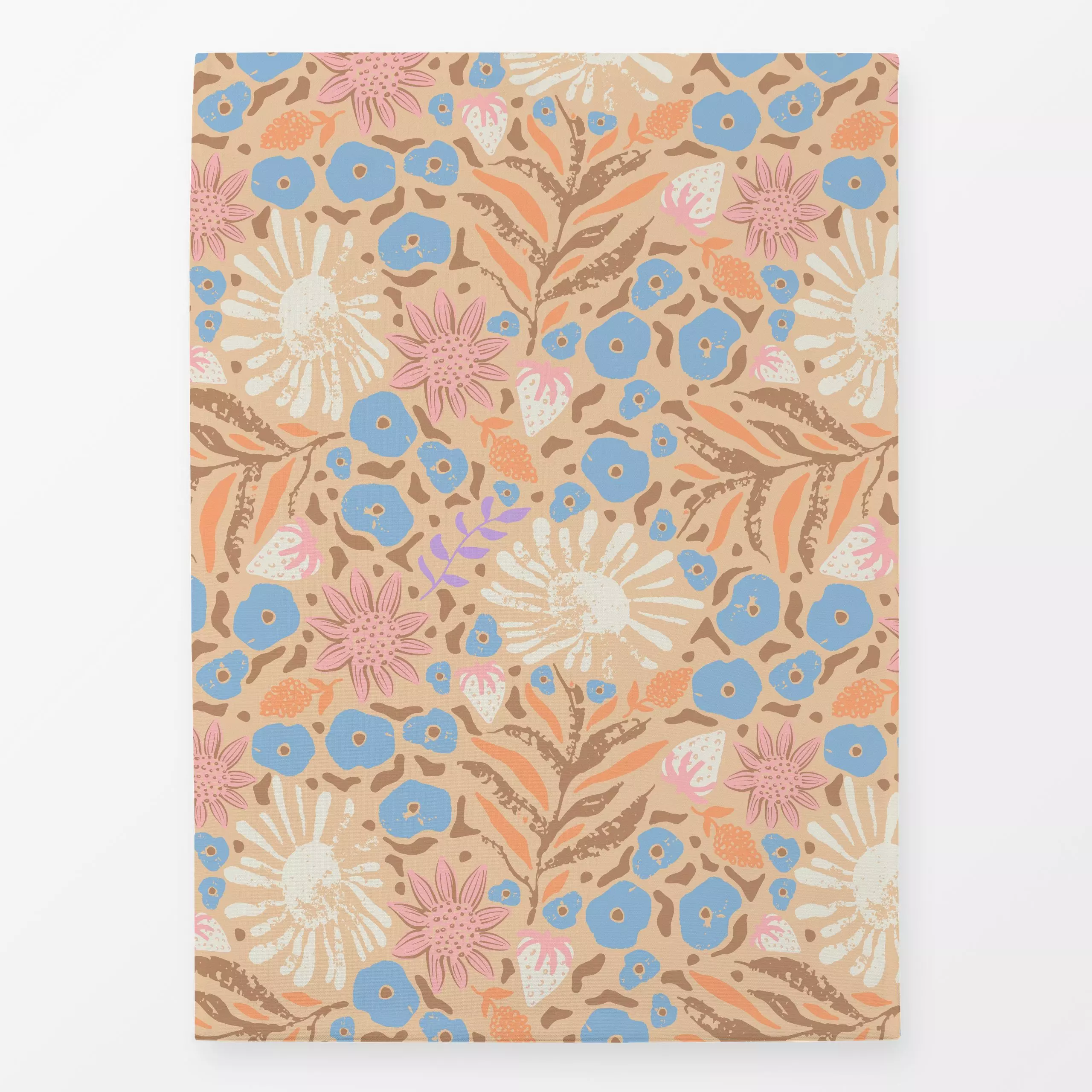 Geschirrtücher Lana Peach - Blumen & Florales - von „Patries Elisabeth"; rosa, Erdbeeren, floral, blau, vintage, Floral, Him...