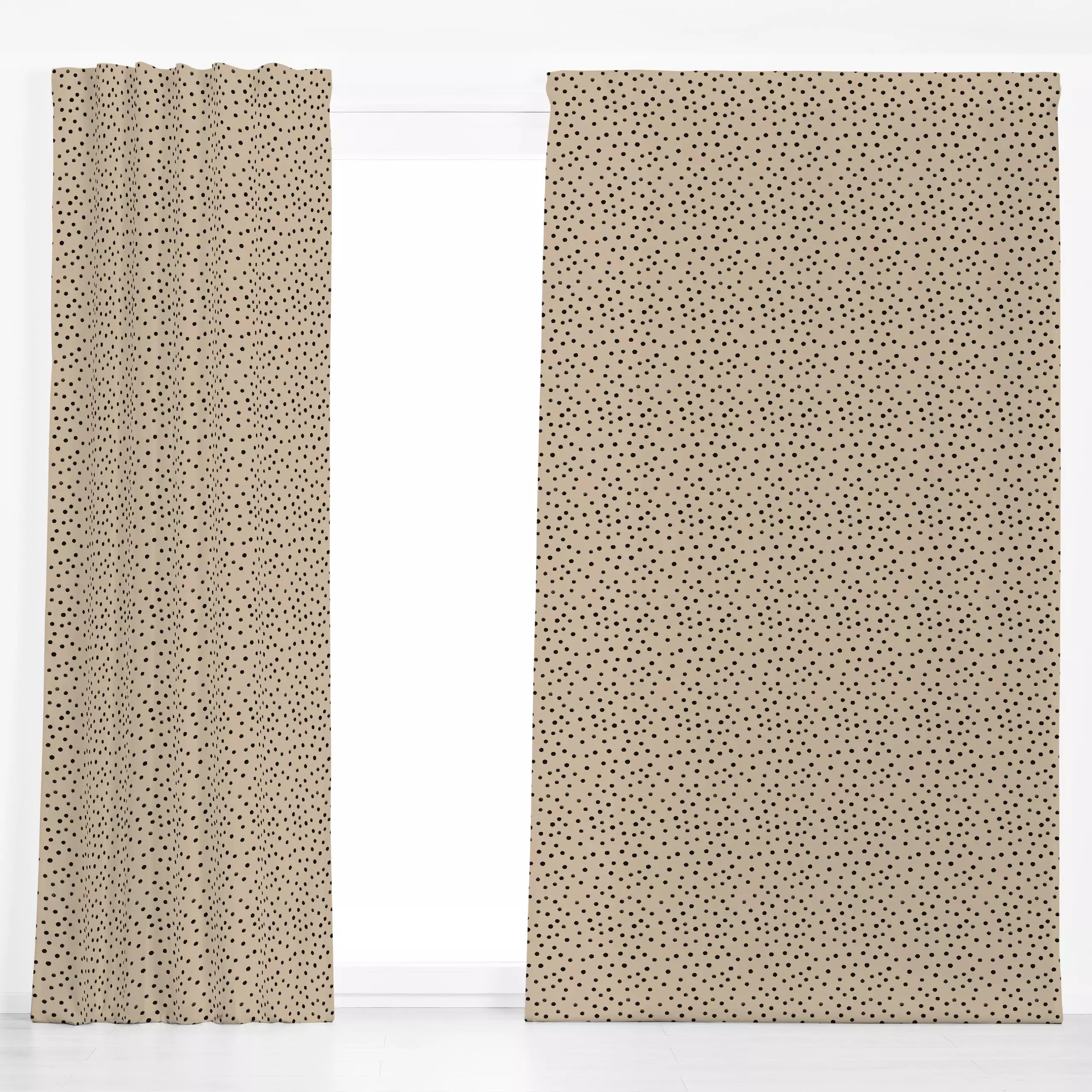 Dekovorhang Black Dotty beige - Herbst, Symbole & Muster - von „Julia Schumacher"; boho, Aquarell, minimal, Punkte, Minimali...