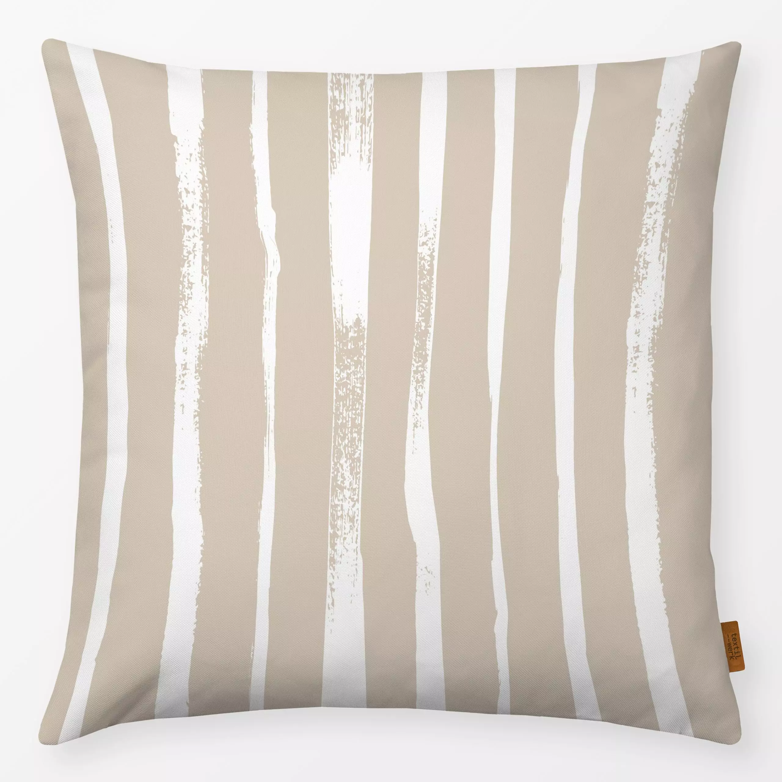 Kissen Basic Pattern No 11 - Symbole & Muster - von „Kruth Design"; Streifen, skandinavisch, beige, Sommer, Weiss, schlicht,...